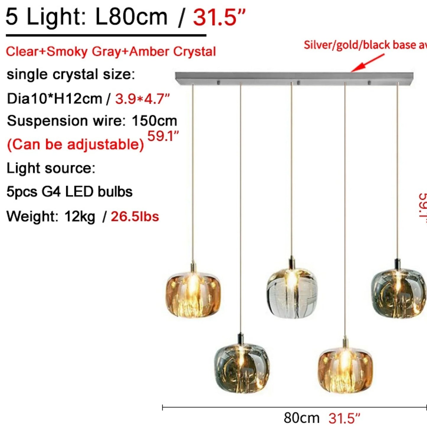 Fennel Modern Crystal Hanging Light Fixtures - Chandeliers | Lucera Lighting