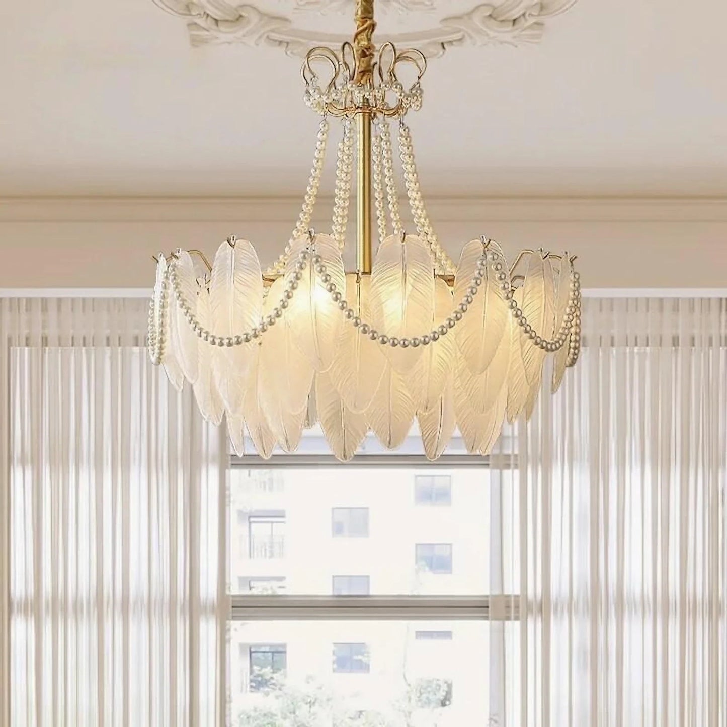 Gust Glass Feather Elegant Chandelier - Chandeliers | Lucera Lighting