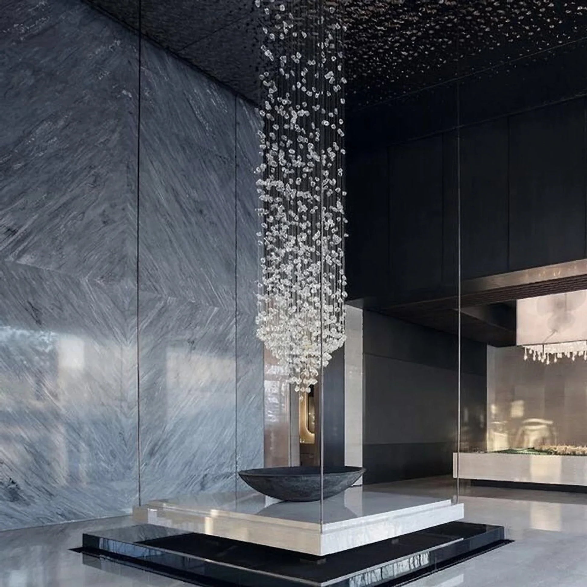 Dorn Floating Crystal Chandelier with Stones - Chandeliers | Lucera Lighting