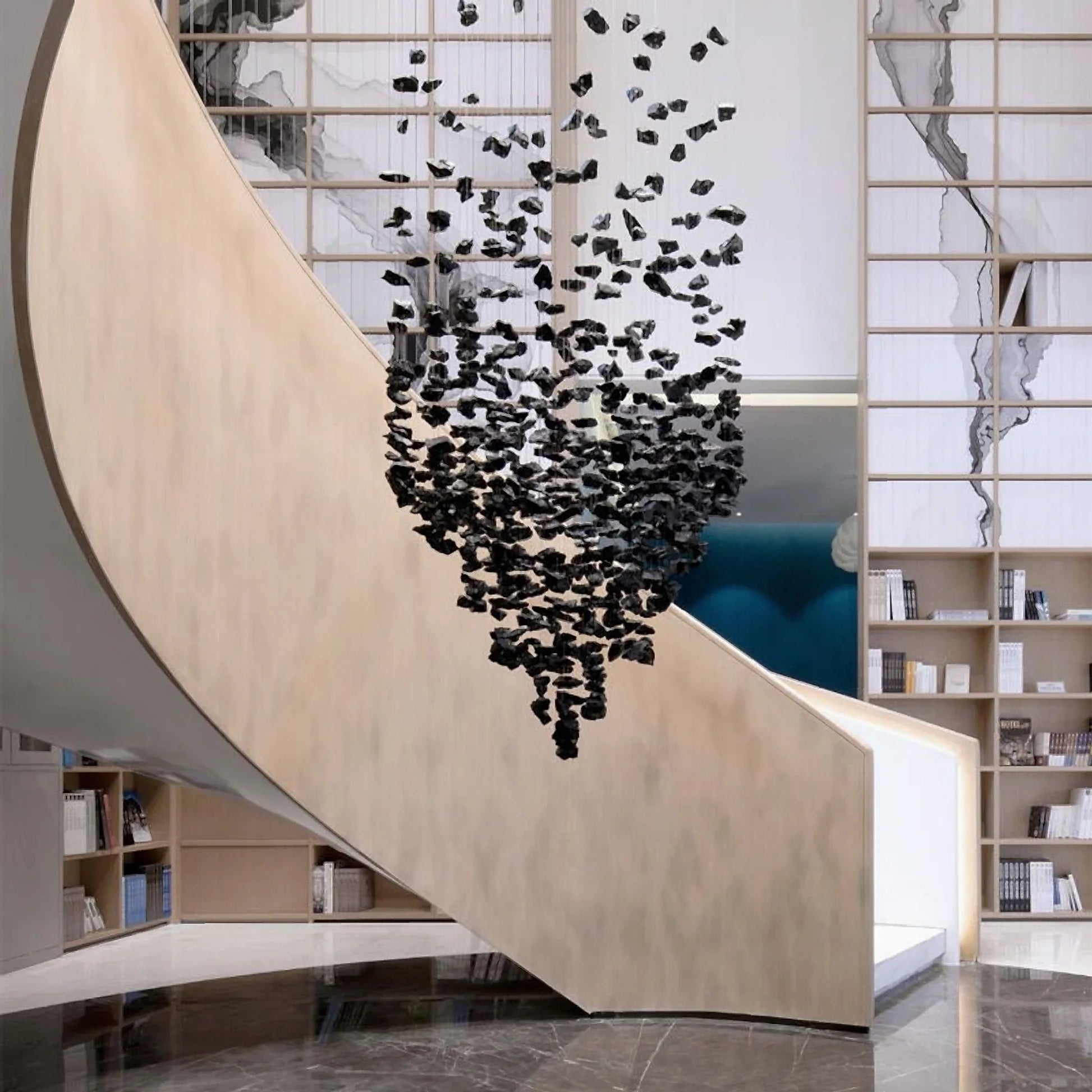 Dorn Floating Crystal Chandelier with Stones - Chandeliers | Lucera Lighting