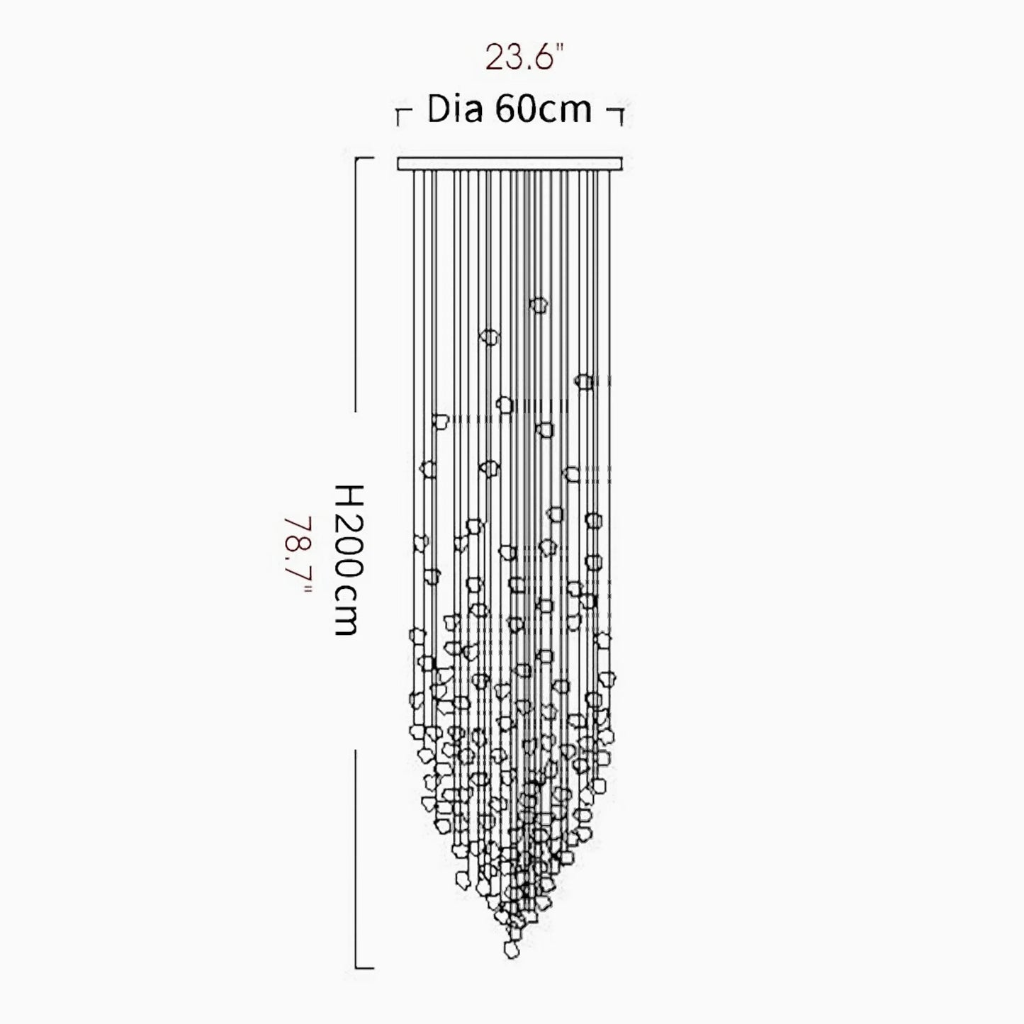 Dorn Floating Crystal Chandelier with Stones - Chandeliers | Lucera Lighting
