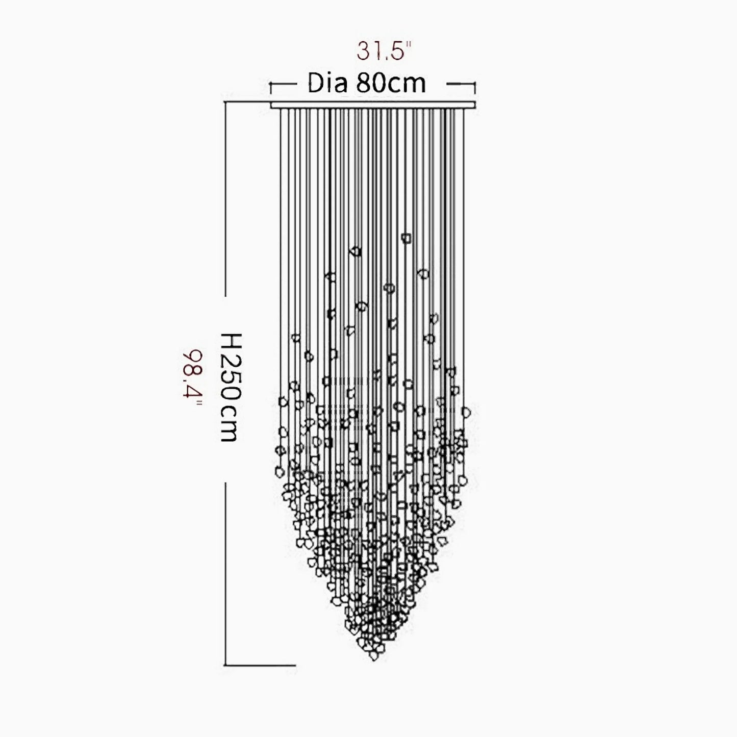 Dorn Floating Crystal Chandelier with Stones - Chandeliers | Lucera Lighting