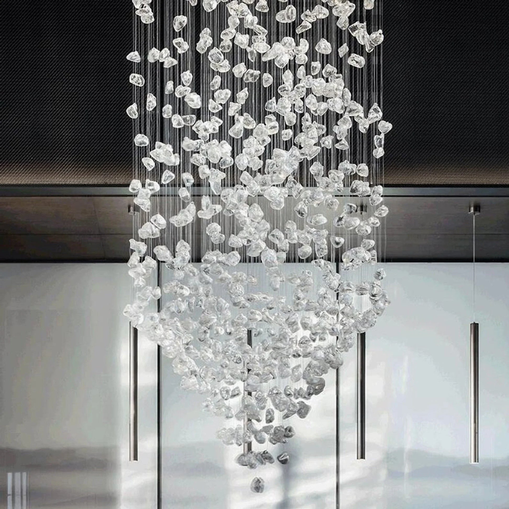 Dorn Floating Crystal Chandelier with Stones - Chandeliers | Lucera Lighting