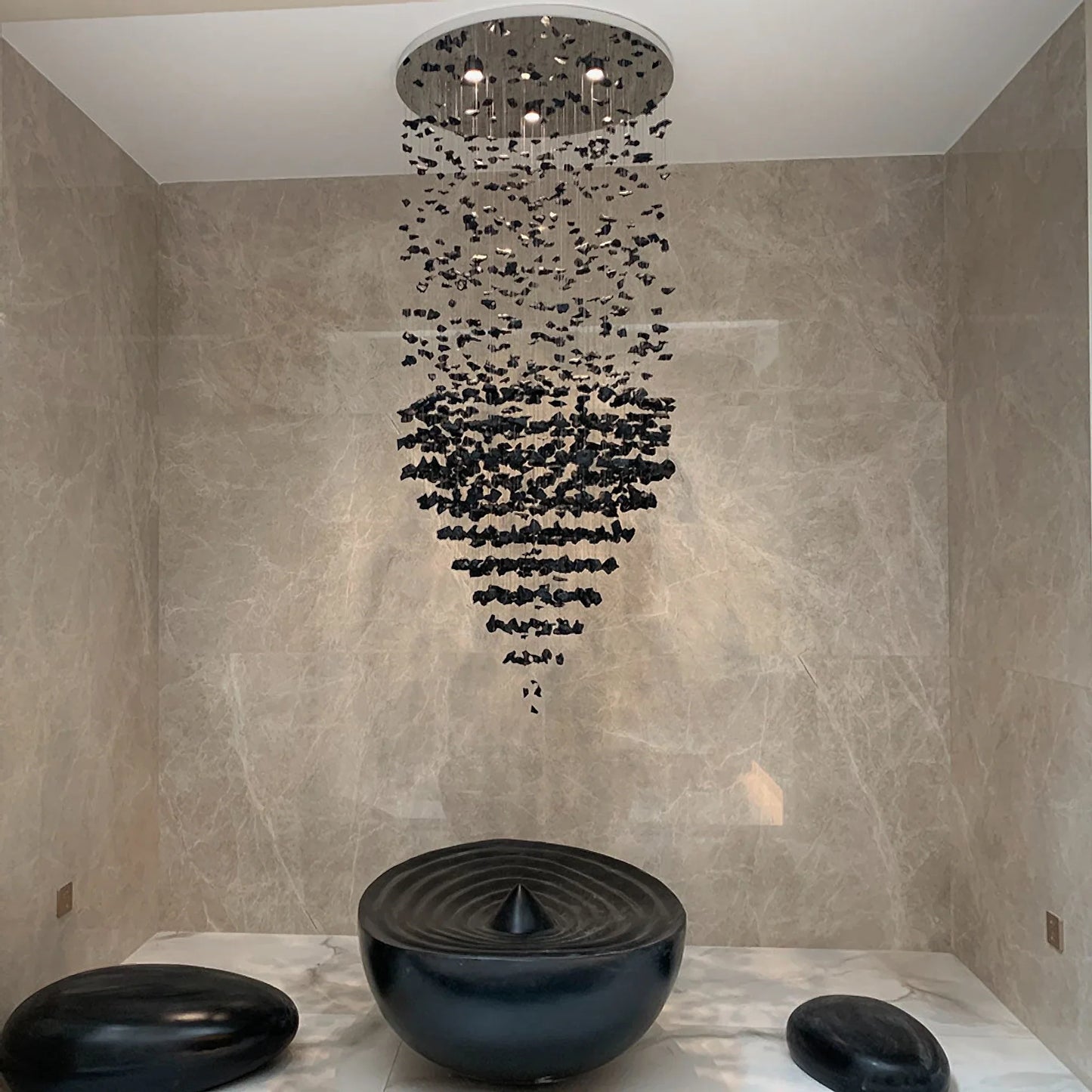 Dorn Floating Crystal Chandelier with Stones - Chandeliers | Lucera Lighting