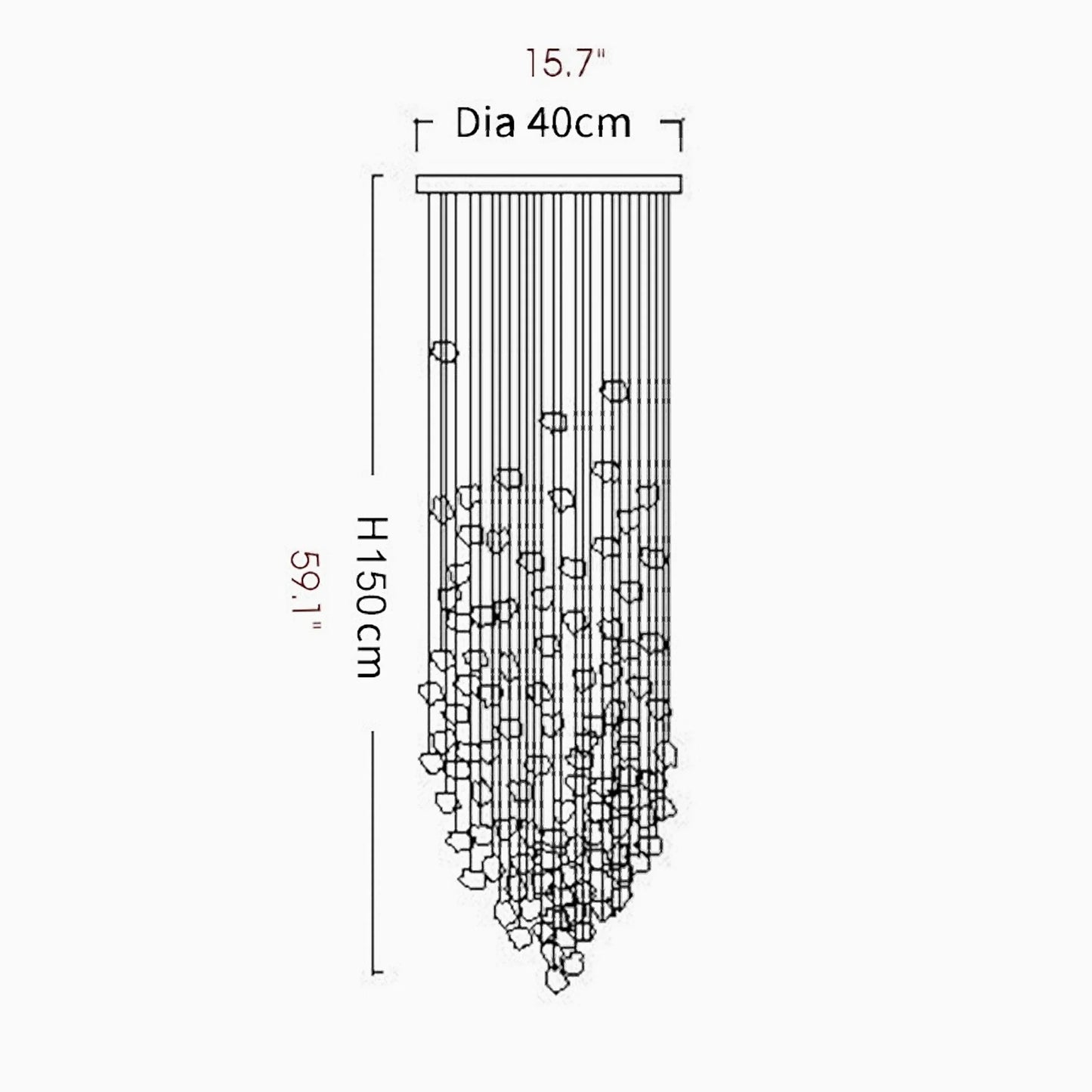 Dorn Floating Crystal Chandelier with Stones - Chandeliers | Lucera Lighting
