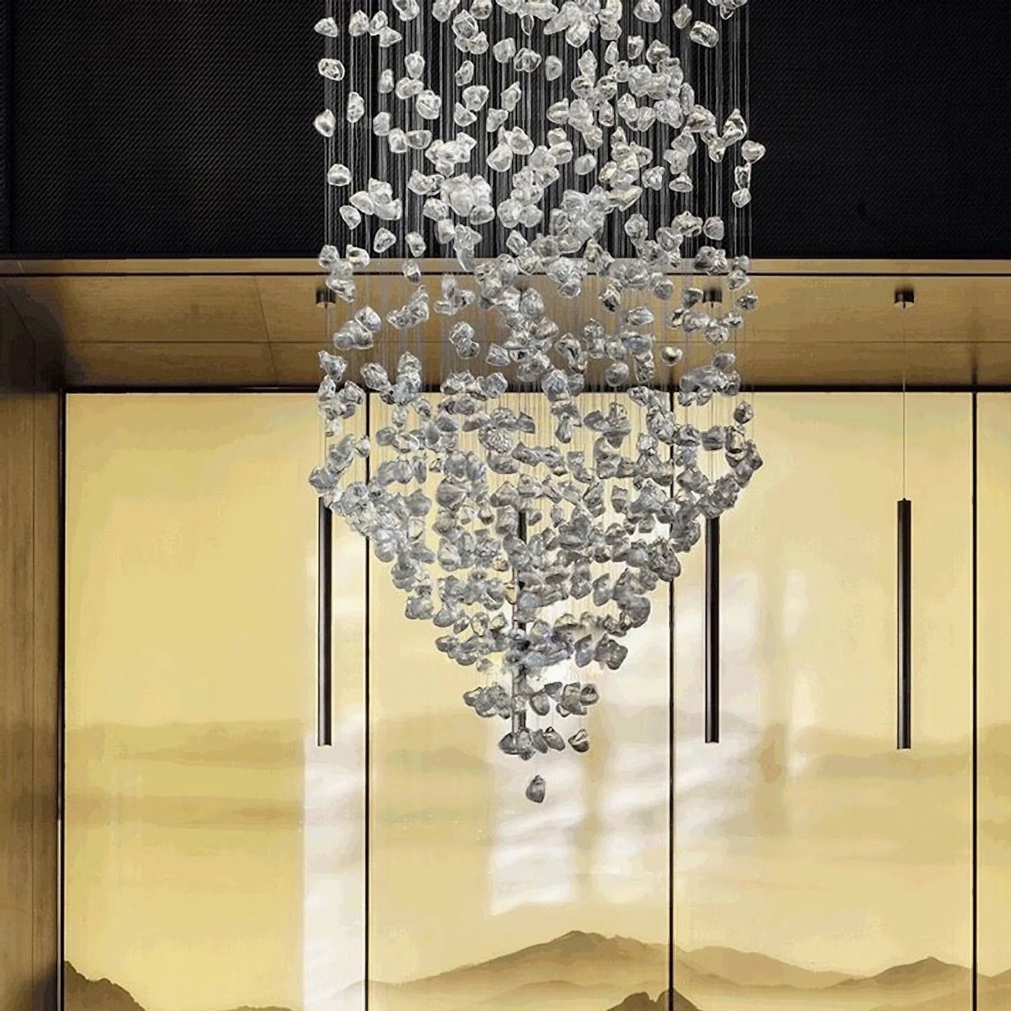 Dorn Floating Crystal Chandelier with Stones - Chandeliers | Lucera Lighting
