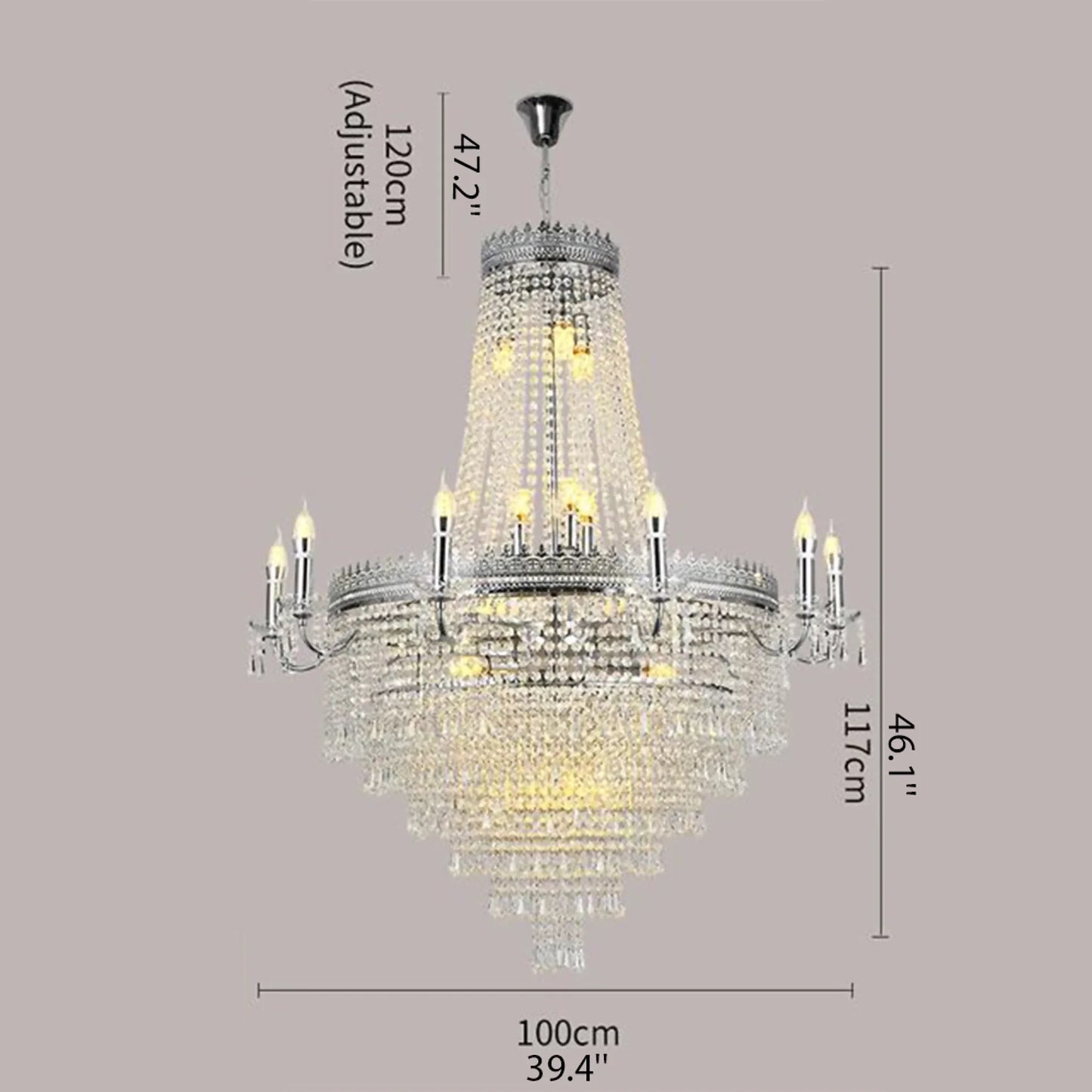 Beck Classical Large Crystal Candle Ceiling Chandelier - Chandeliers | Lucera Lighting
