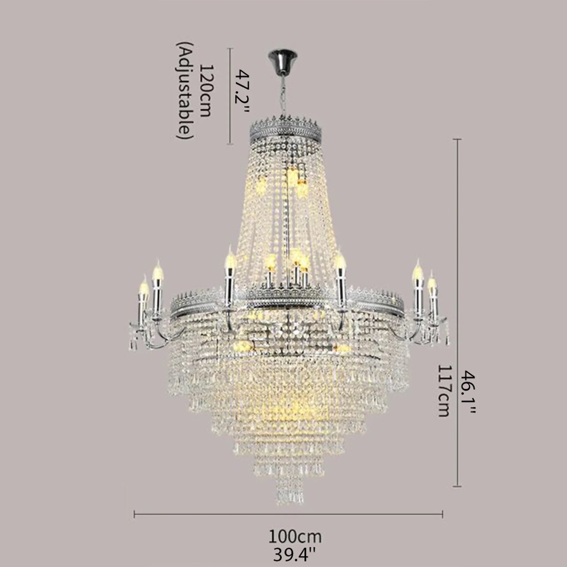 Beck Classical Large Crystal Candle Ceiling Chandelier - Chandeliers | Lucera Lighting