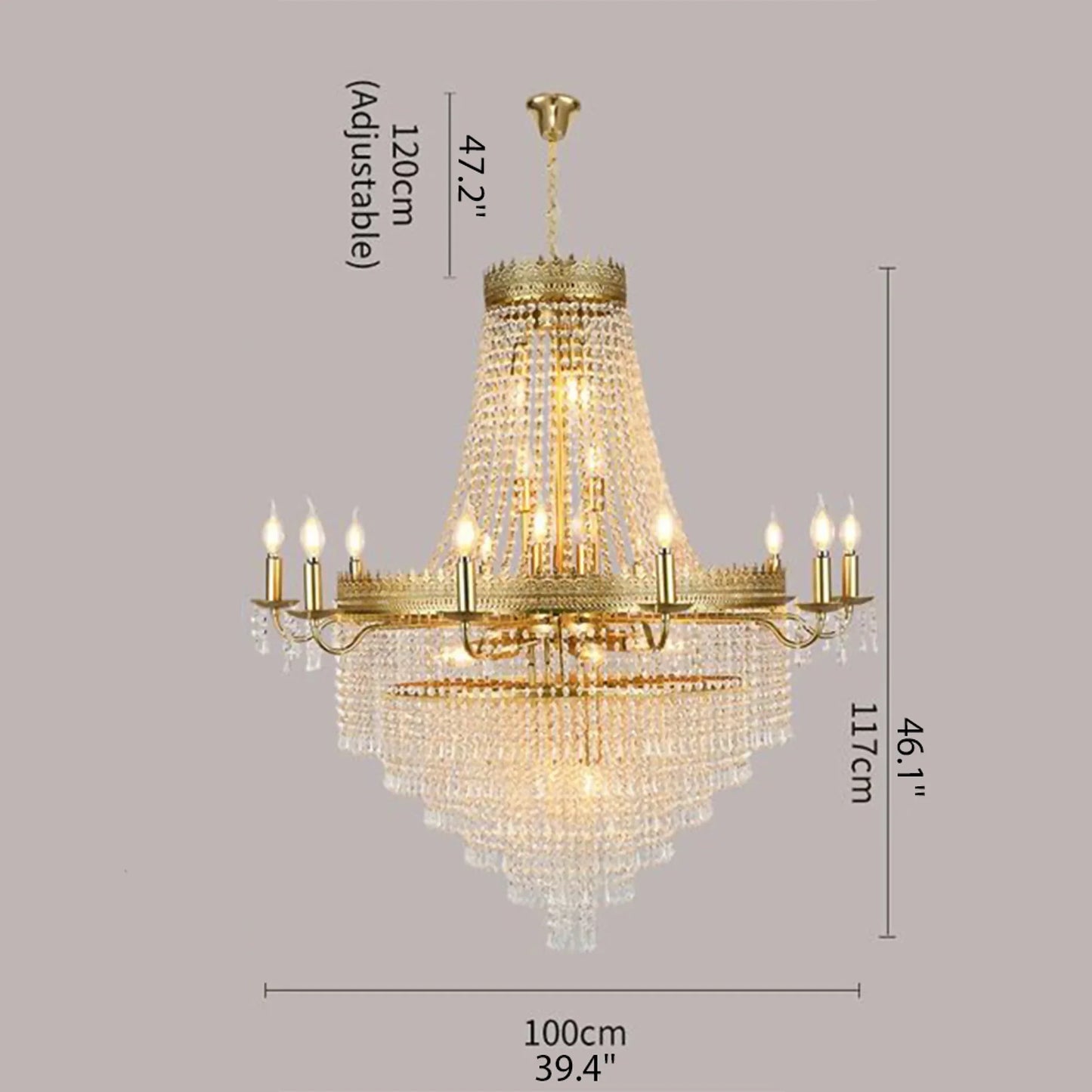 Beck Classical Large Crystal Candle Ceiling Chandelier - Chandeliers | Lucera Lighting