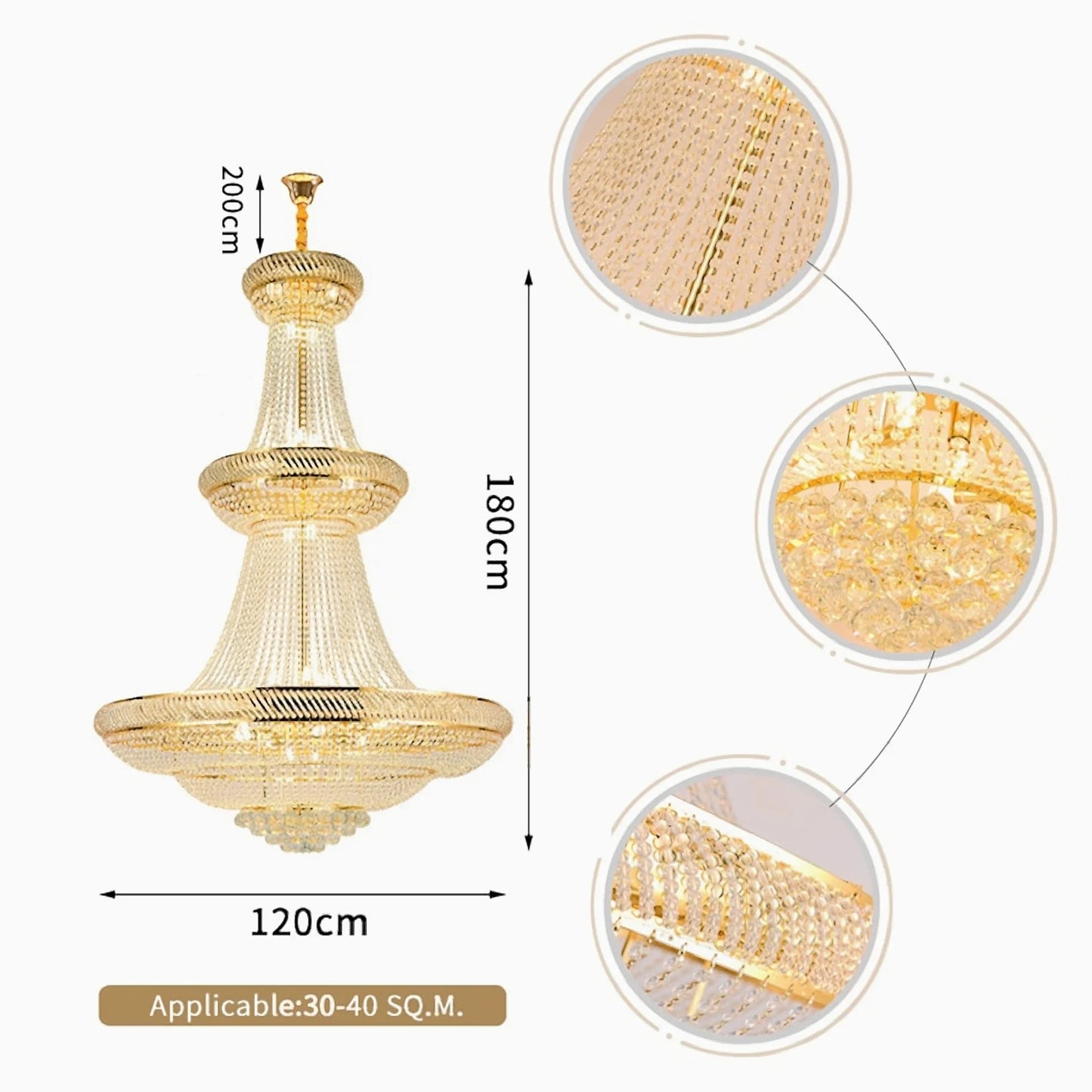 Opal Three-tier Gold Crystal Chandelier - Chandeliers | Lucera Lighting
