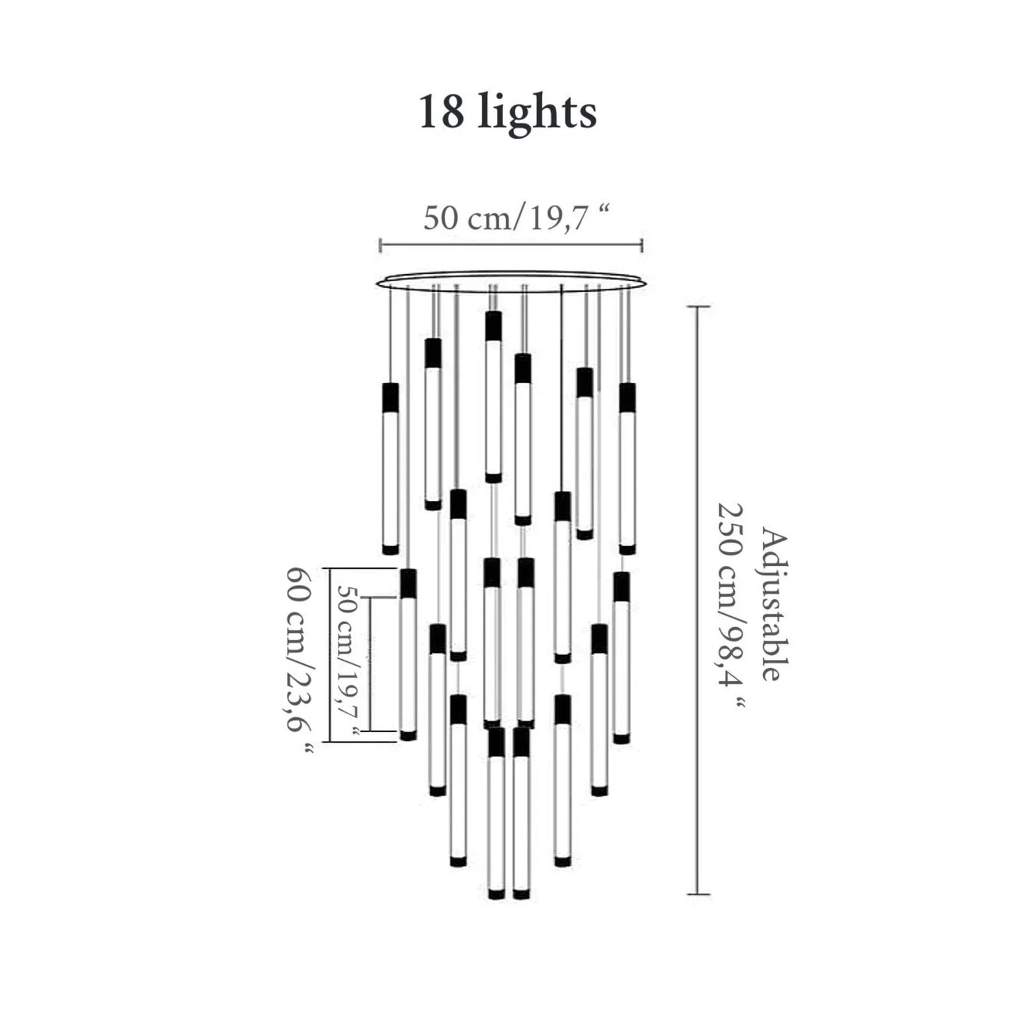Heather Gold and Black LED Staircase Chandelier - Chandeliers | Lucera Lighting
