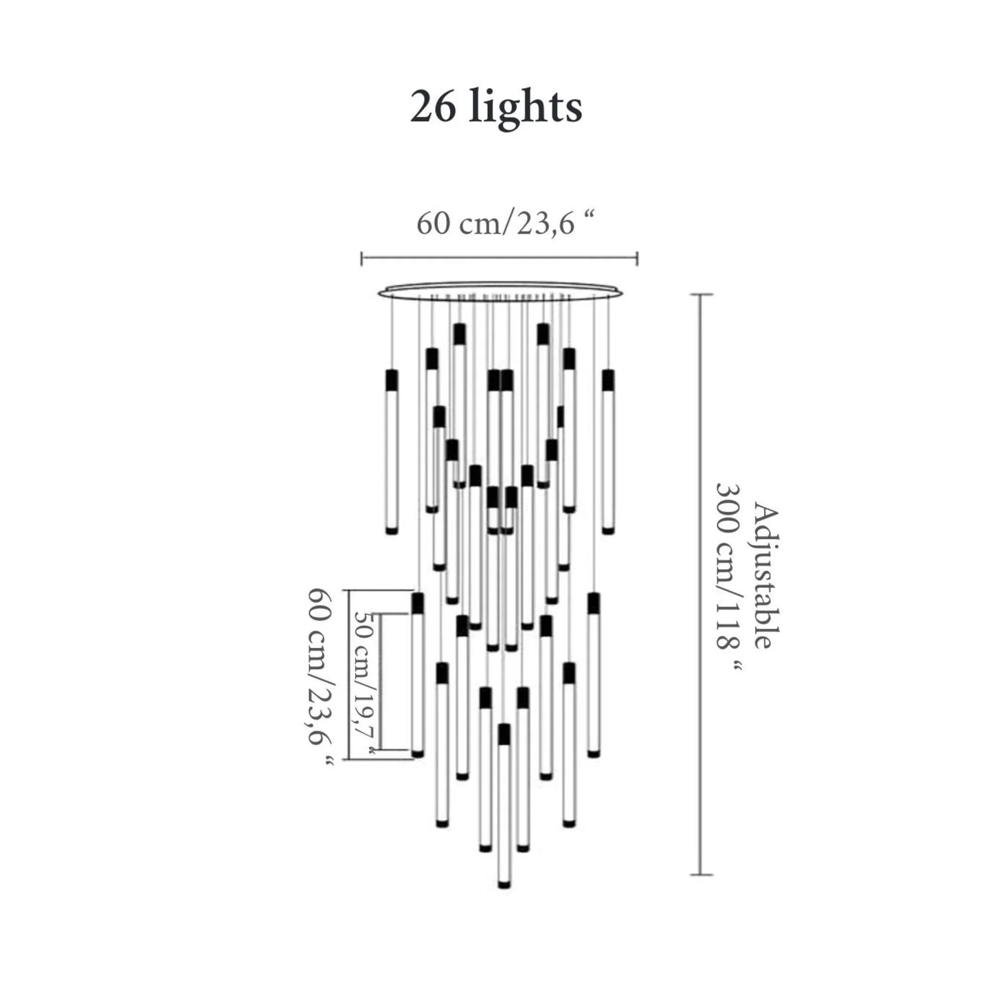 Heather Gold and Black LED Staircase Chandelier - Chandeliers | Lucera Lighting