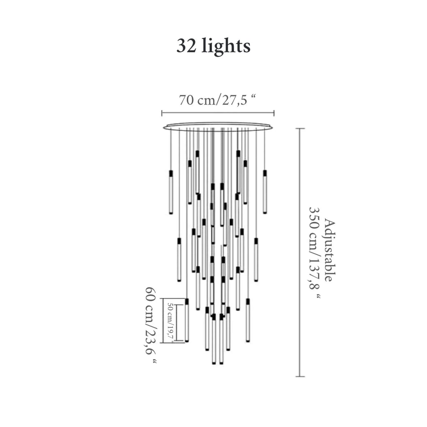Heather Gold and Black LED Staircase Chandelier - Chandeliers | Lucera Lighting