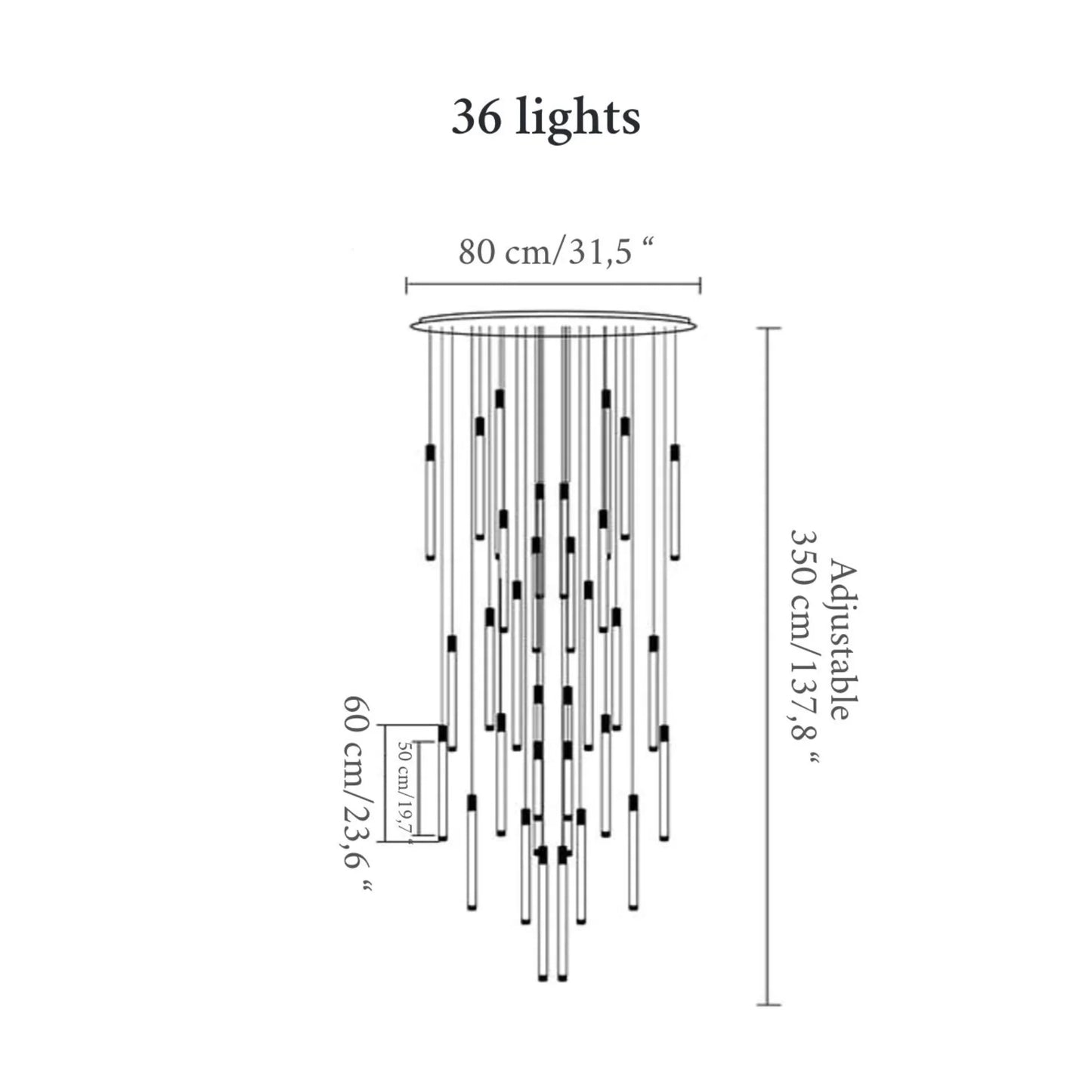 Heather Gold and Black LED Staircase Chandelier - Chandeliers | Lucera Lighting