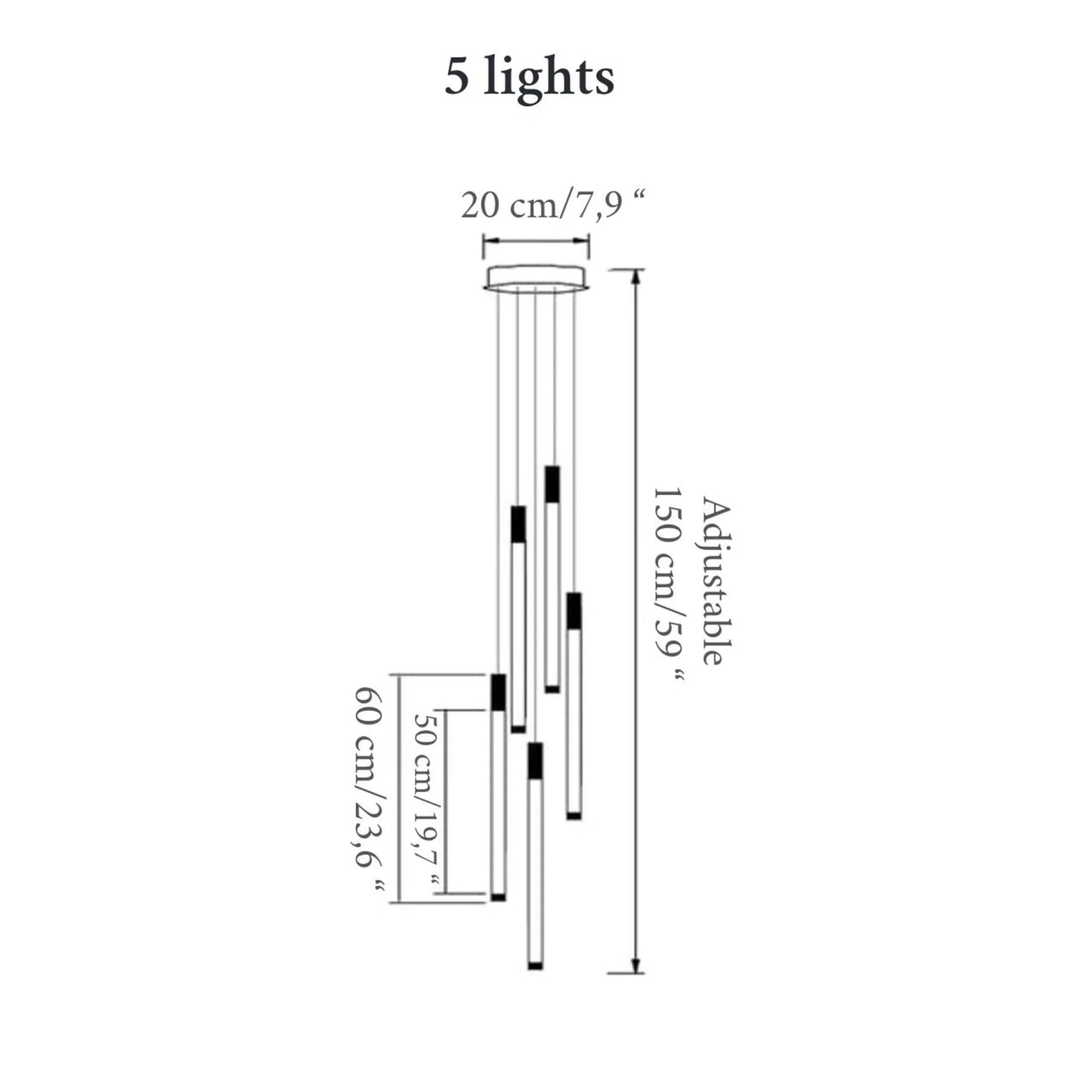 Heather Gold and Black LED Staircase Chandelier - Chandeliers | Lucera Lighting