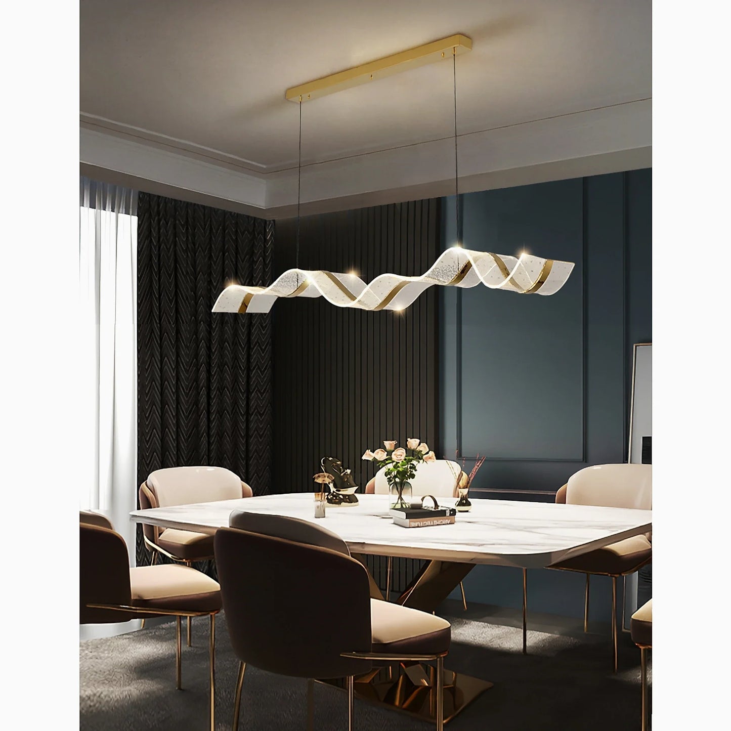 Od Wave Gold Chandelier Flush Mount - Pendant Lights | Lucera Lighting