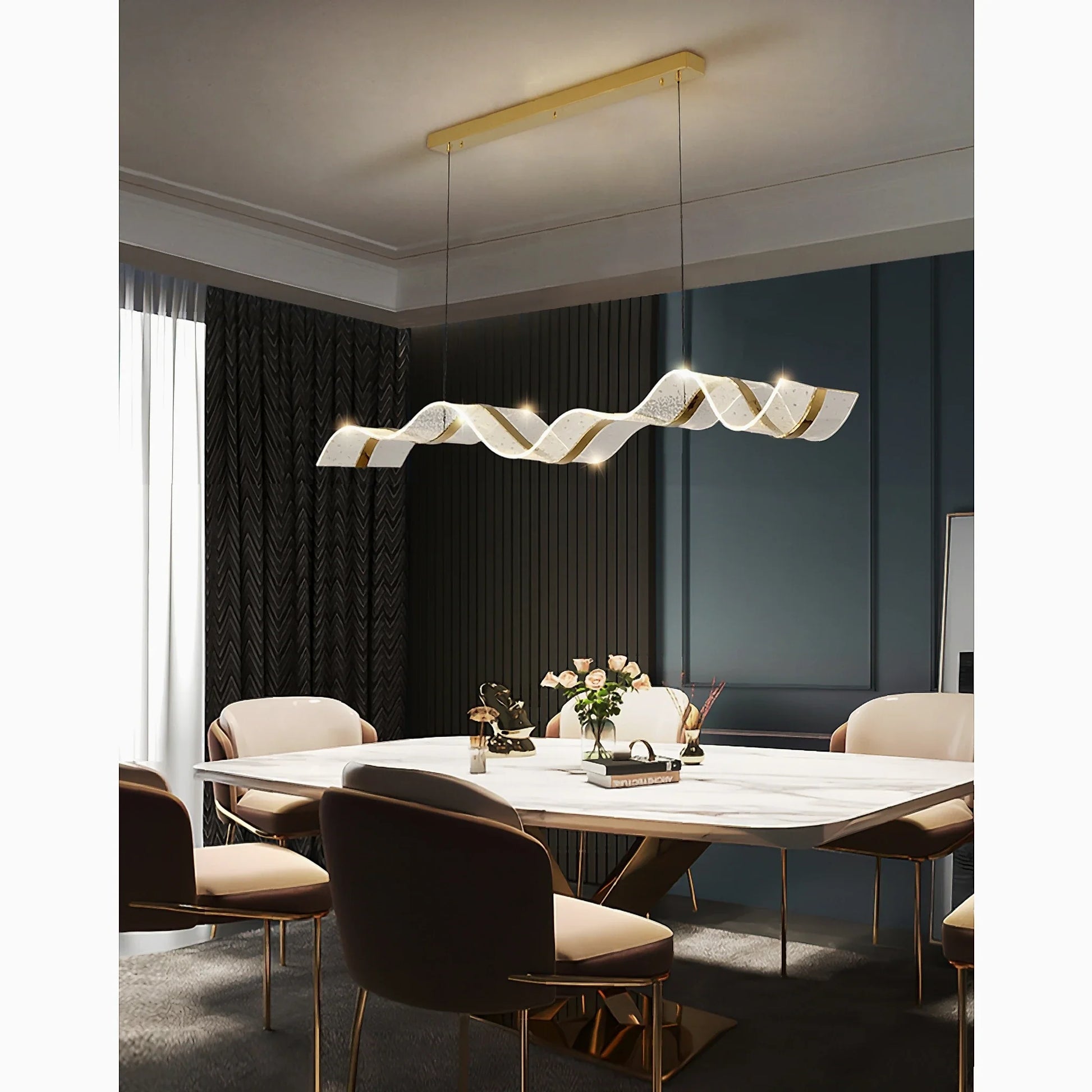 Od Wave Gold Chandelier Flush Mount - Pendant Lights | Lucera Lighting