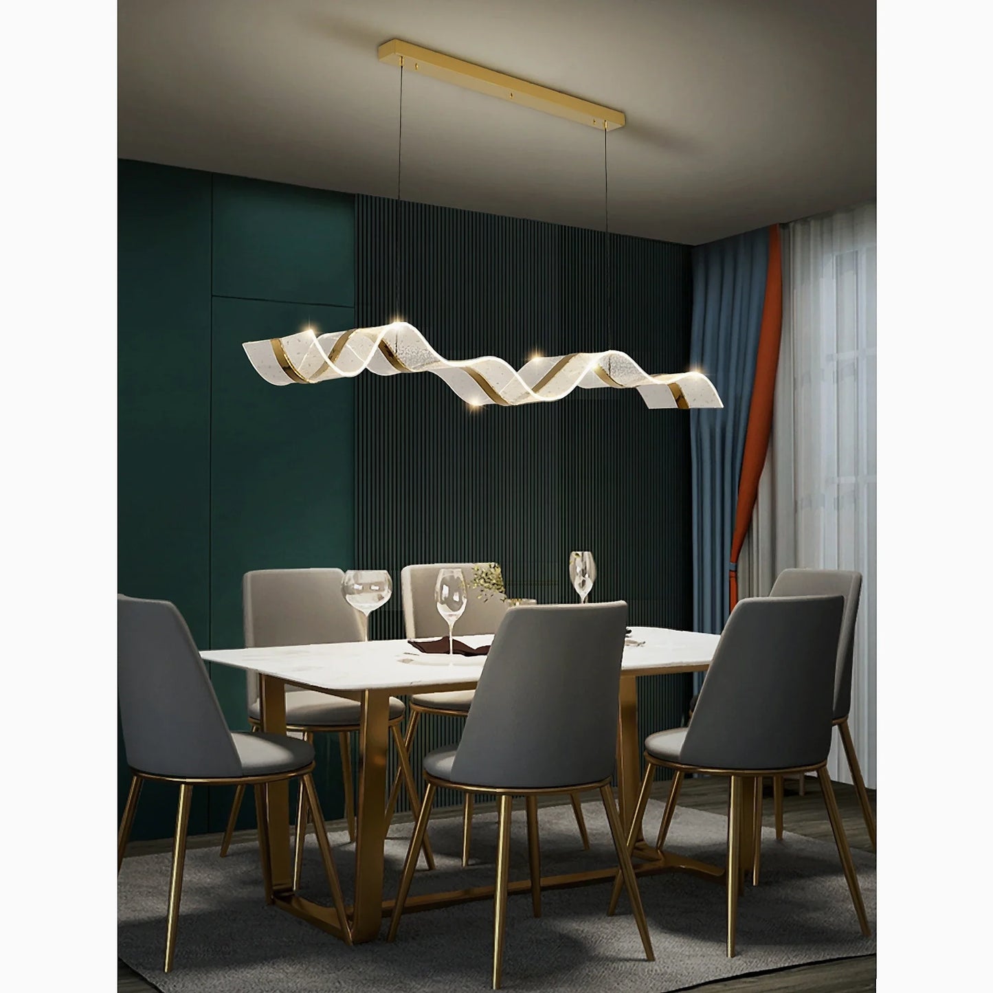 Od Wave Gold Chandelier Flush Mount - Pendant Lights | Lucera Lighting