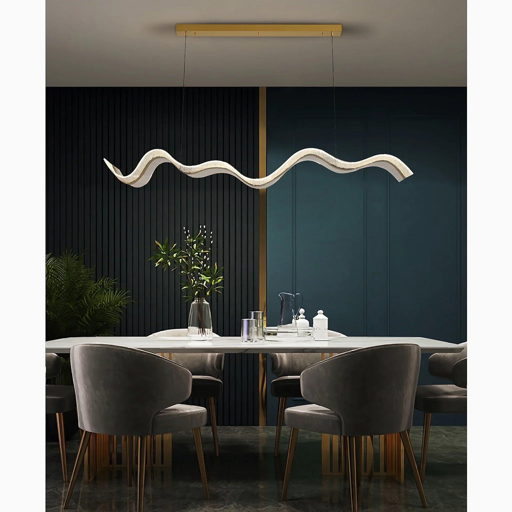 Od Wave Gold Chandelier Flush Mount - Pendant Lights | Lucera Lighting