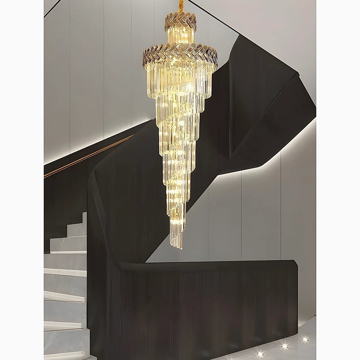 Primrose Crystal Cascade Long Chandelier - Chandeliers | Lucera Lighting
