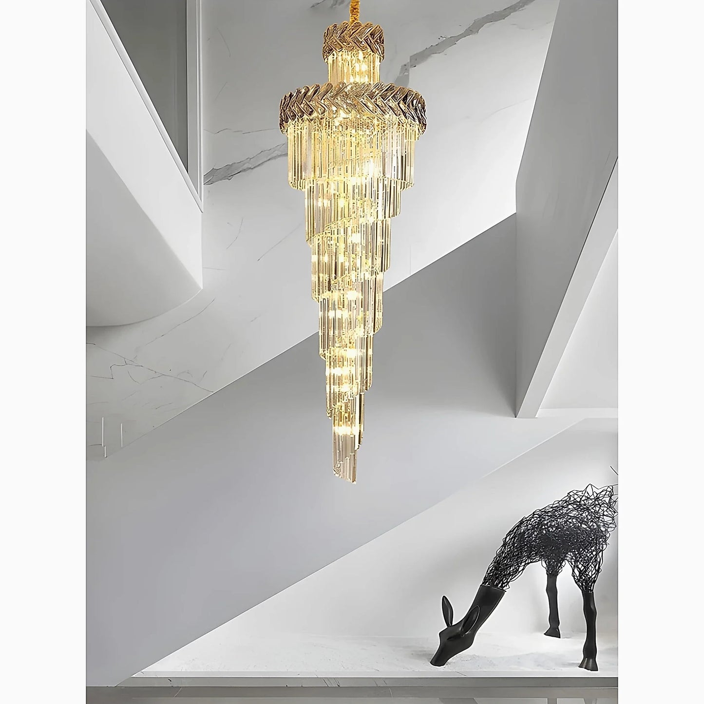 Primrose Crystal Cascade Long Chandelier - Chandeliers | Lucera Lighting