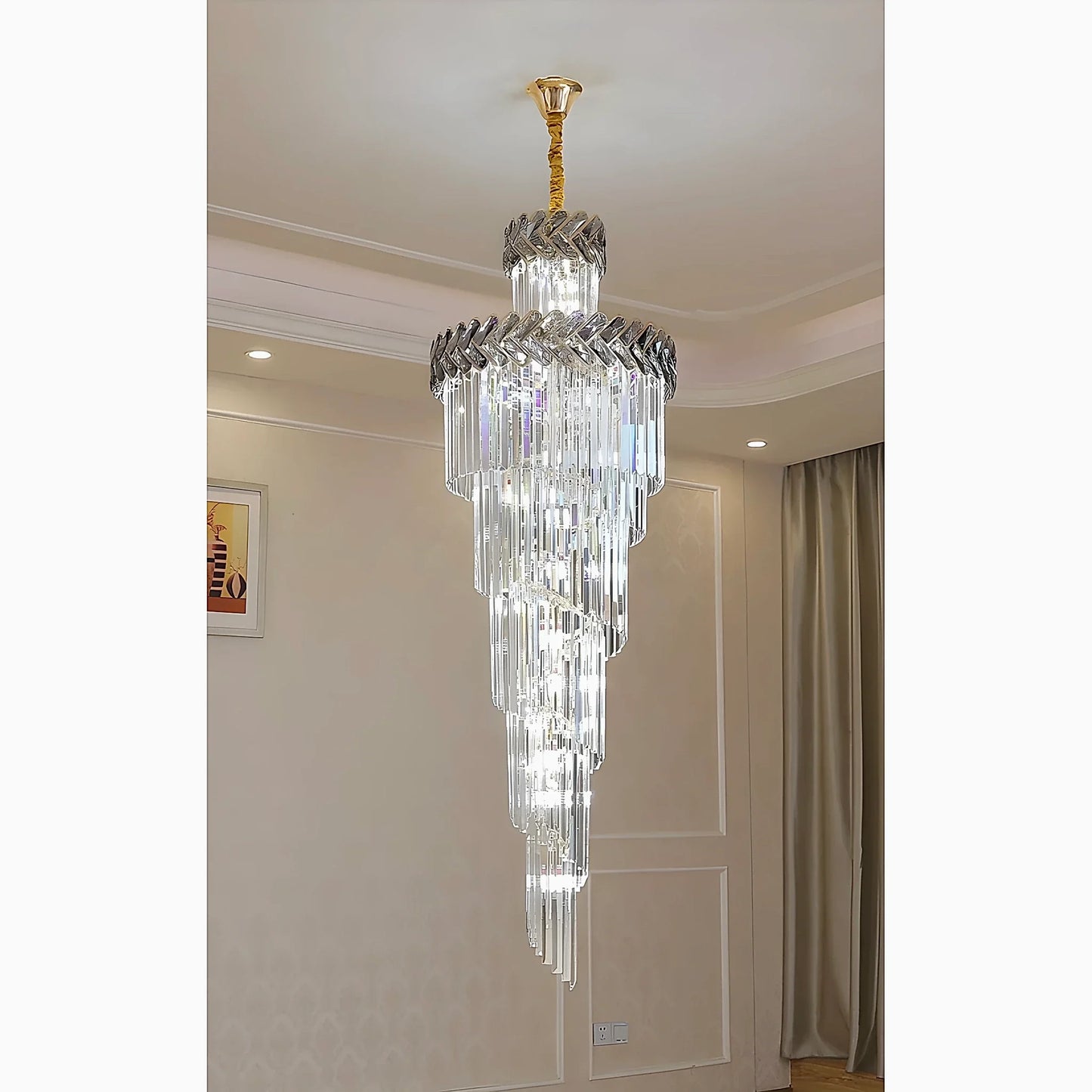 Primrose Crystal Cascade Long Chandelier - Chandeliers | Lucera Lighting