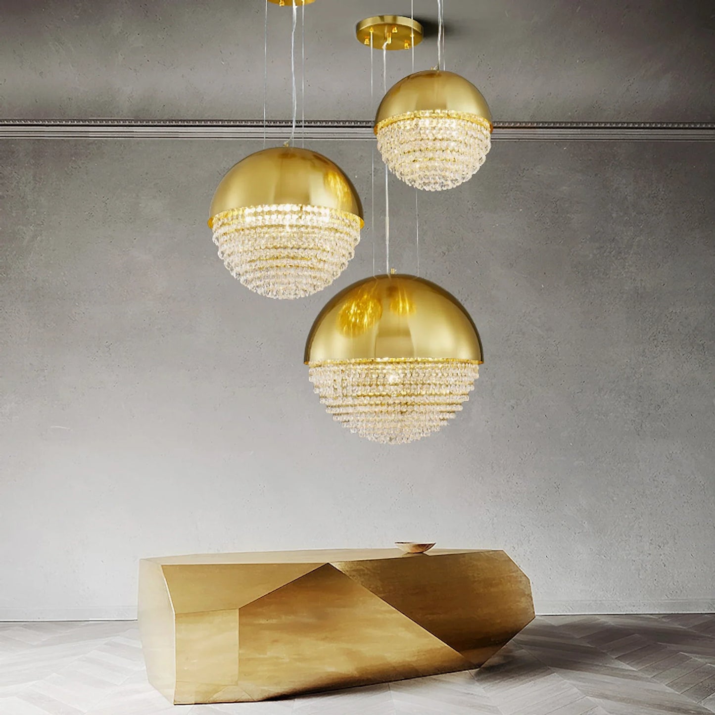 Wick Gold Crystal Ball Chandelier - Chandeliers | Lucera Lighting