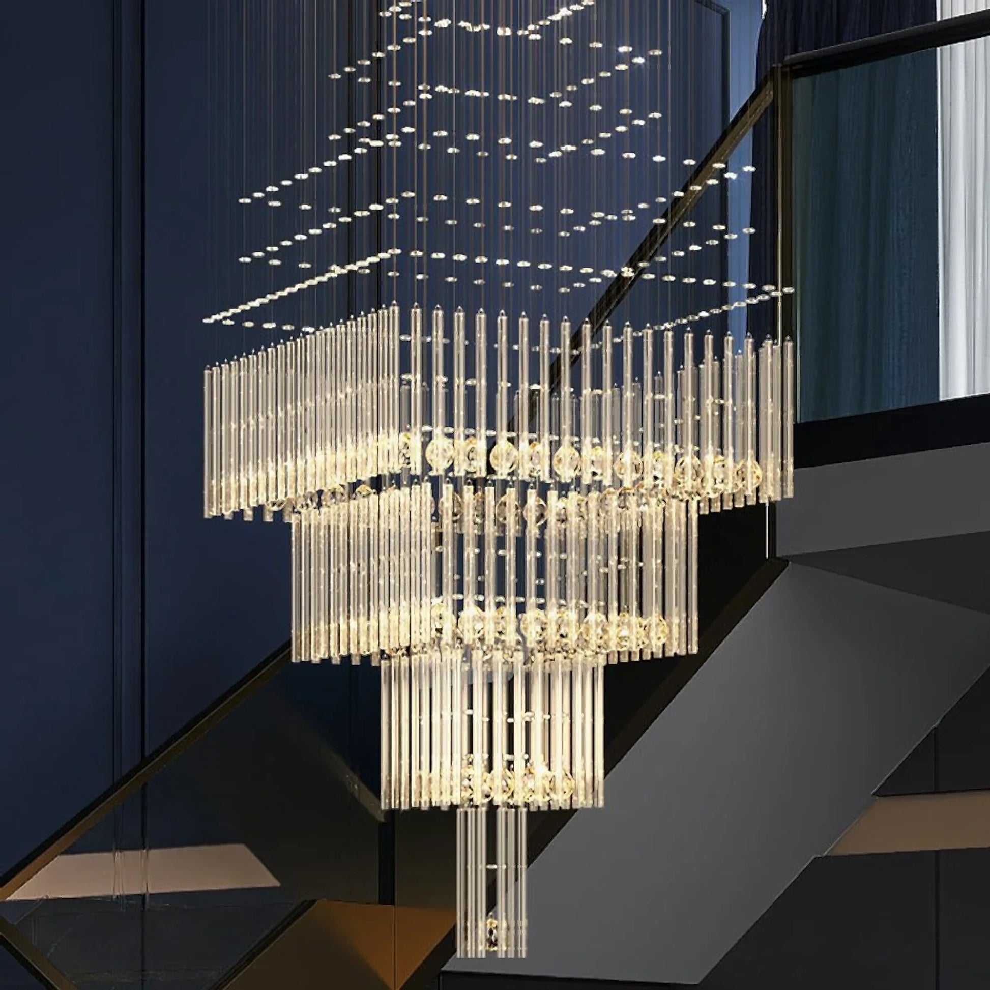 Breck Crystal LED Ceiling Chandelier, Square Base - Chandeliers | Lucera Lighting