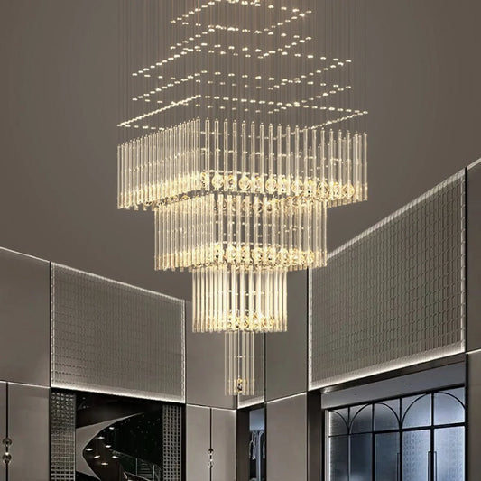 Breck Crystal LED Ceiling Chandelier, Square Base - Chandeliers | Lucera Lighting