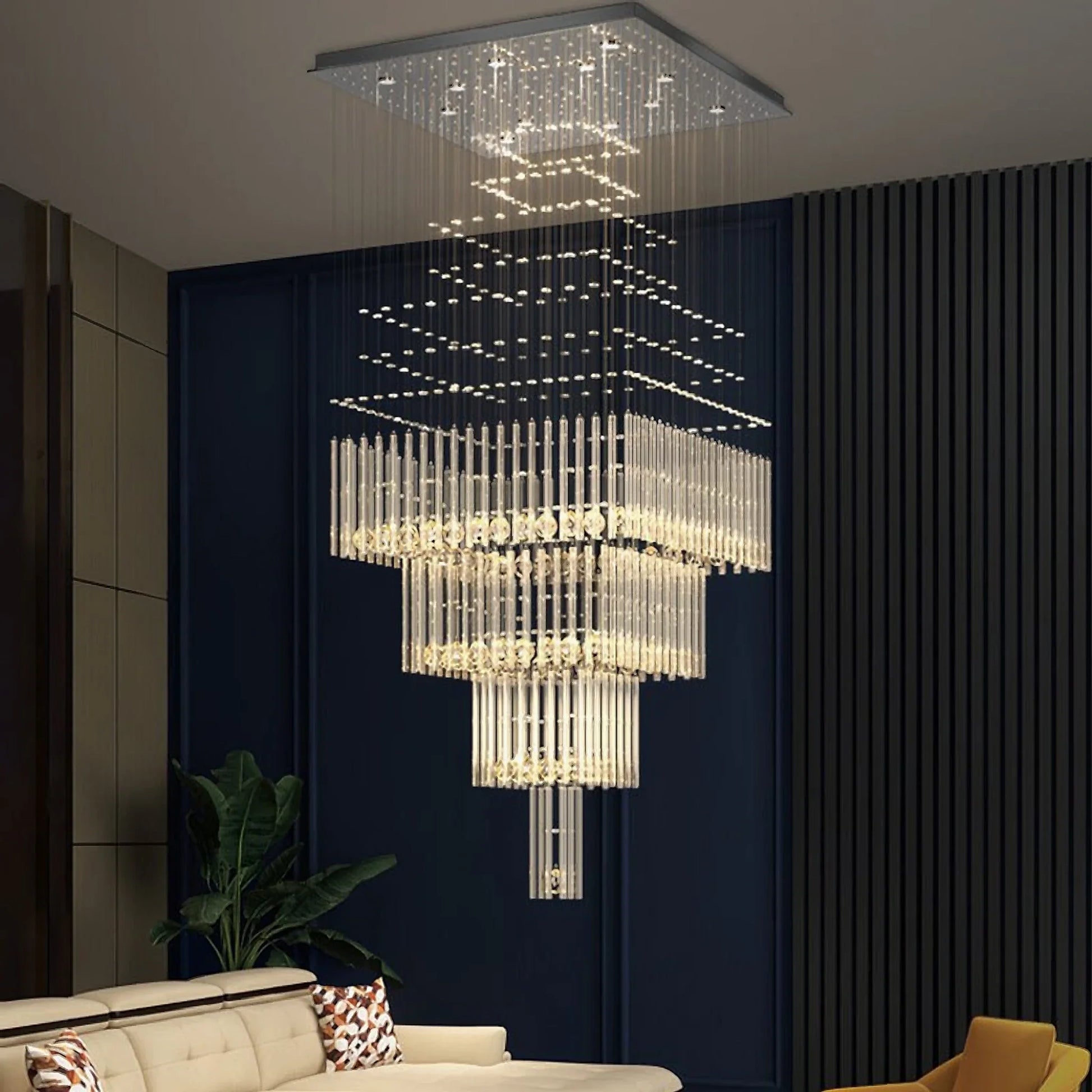 Breck Crystal LED Ceiling Chandelier, Square Base - Chandeliers | Lucera Lighting