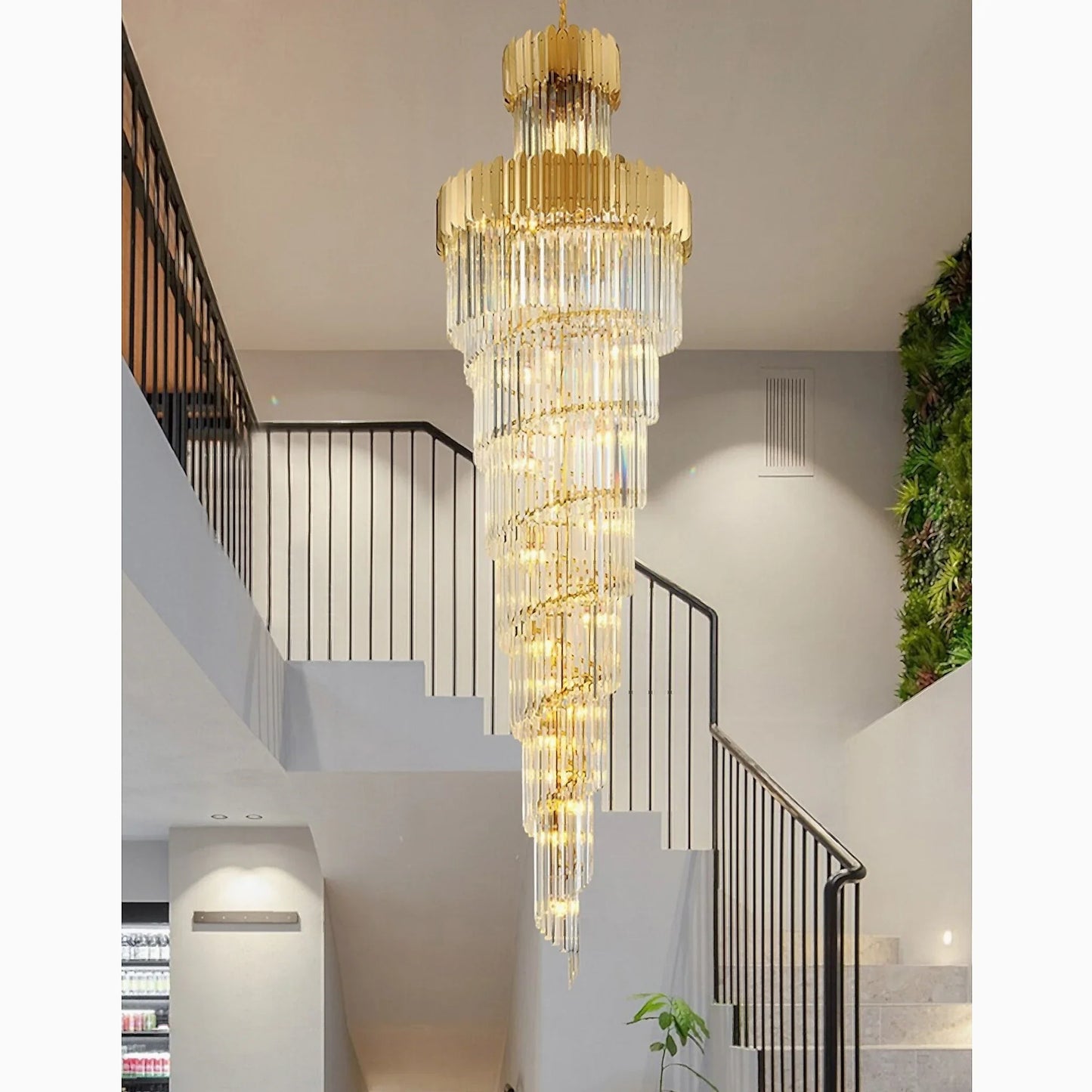 Hawthorn Long Gold Modern Crystal Chandelier - Chandeliers | Lucera Lighting