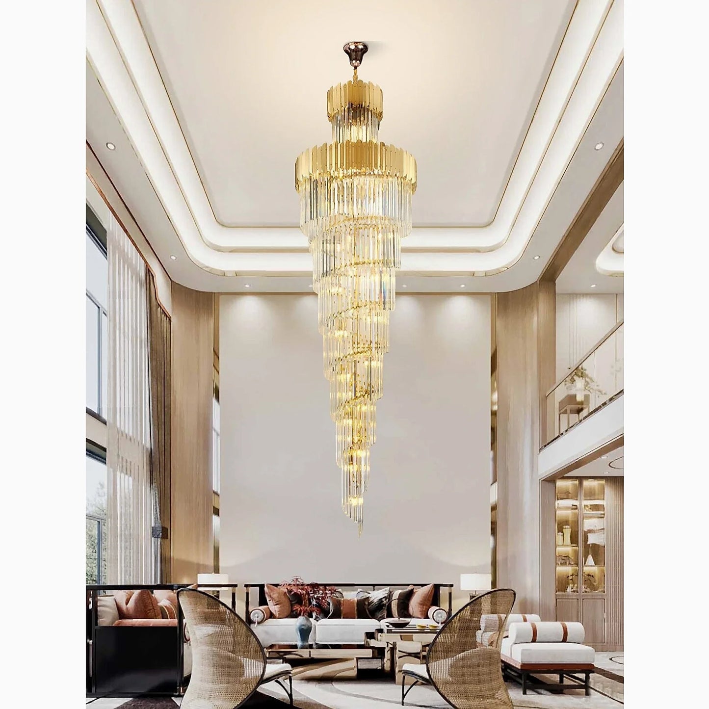 Hawthorn Long Gold Modern Crystal Chandelier - Chandeliers | Lucera Lighting