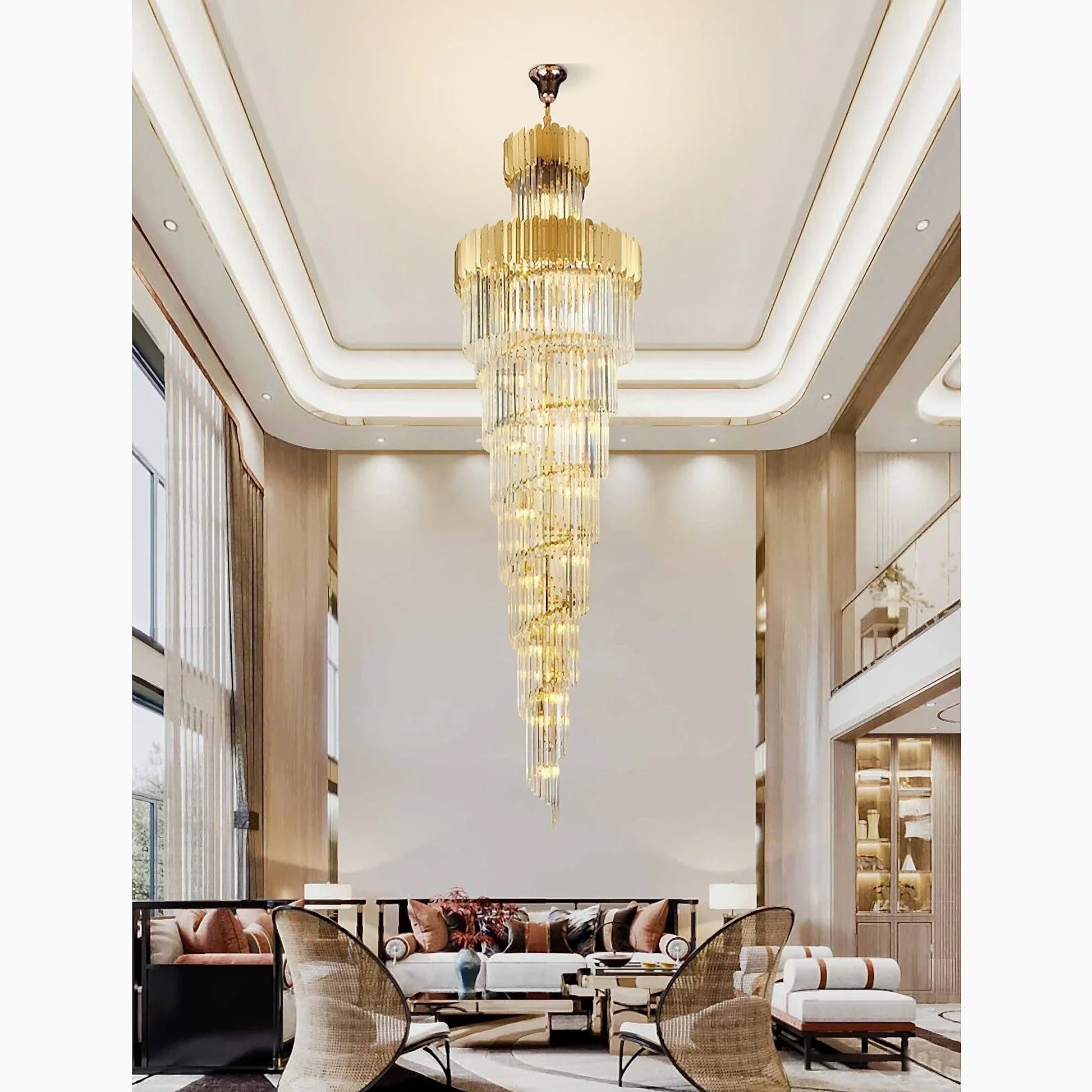 Hawthorn Long Gold Modern Crystal Chandelier - Chandeliers | Lucera Lighting