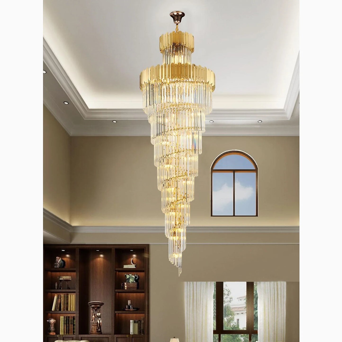 Hawthorn Long Gold Modern Crystal Chandelier - Chandeliers | Lucera Lighting