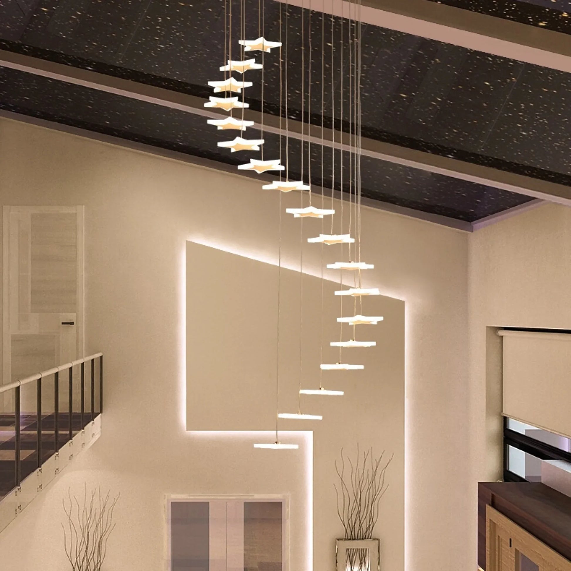 Rowan Star-Shaped Spiral Pendant Chandelier - Chandeliers | Lucera Lighting