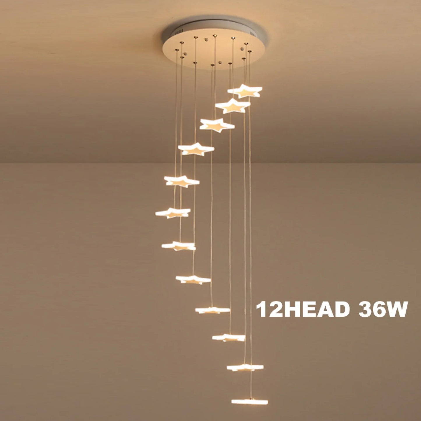 Rowan Star-Shaped Spiral Pendant Chandelier - Chandeliers | Lucera Lighting