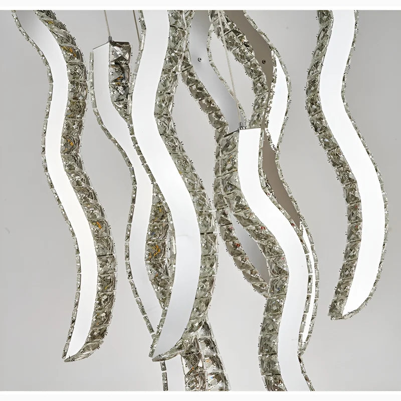 Jade Gold Crystal Wave Light Fixture - Chandeliers | Lucera Lighting