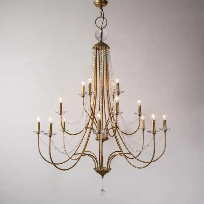 Crest Vintage Crystal Staircase Chandelier - Chandeliers | Lucera Lighting