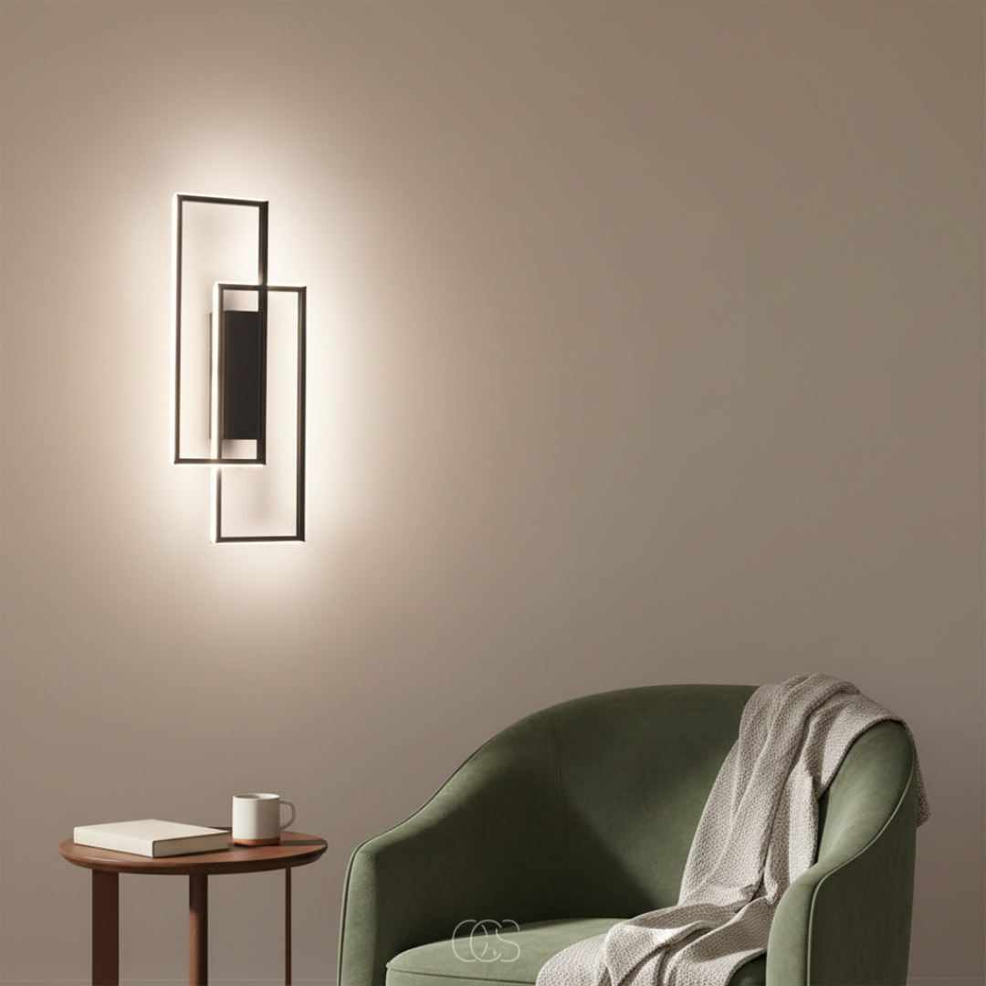 Modern Geometric Wall Light | Adjustable LED Colors for Serene Ambiance