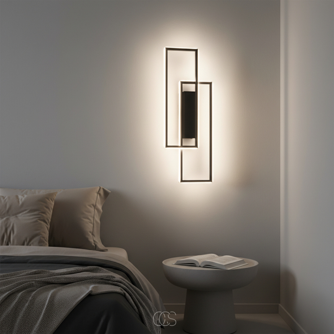 Modern Geometric Wall Light | Adjustable LED Colors for Serene Ambiance