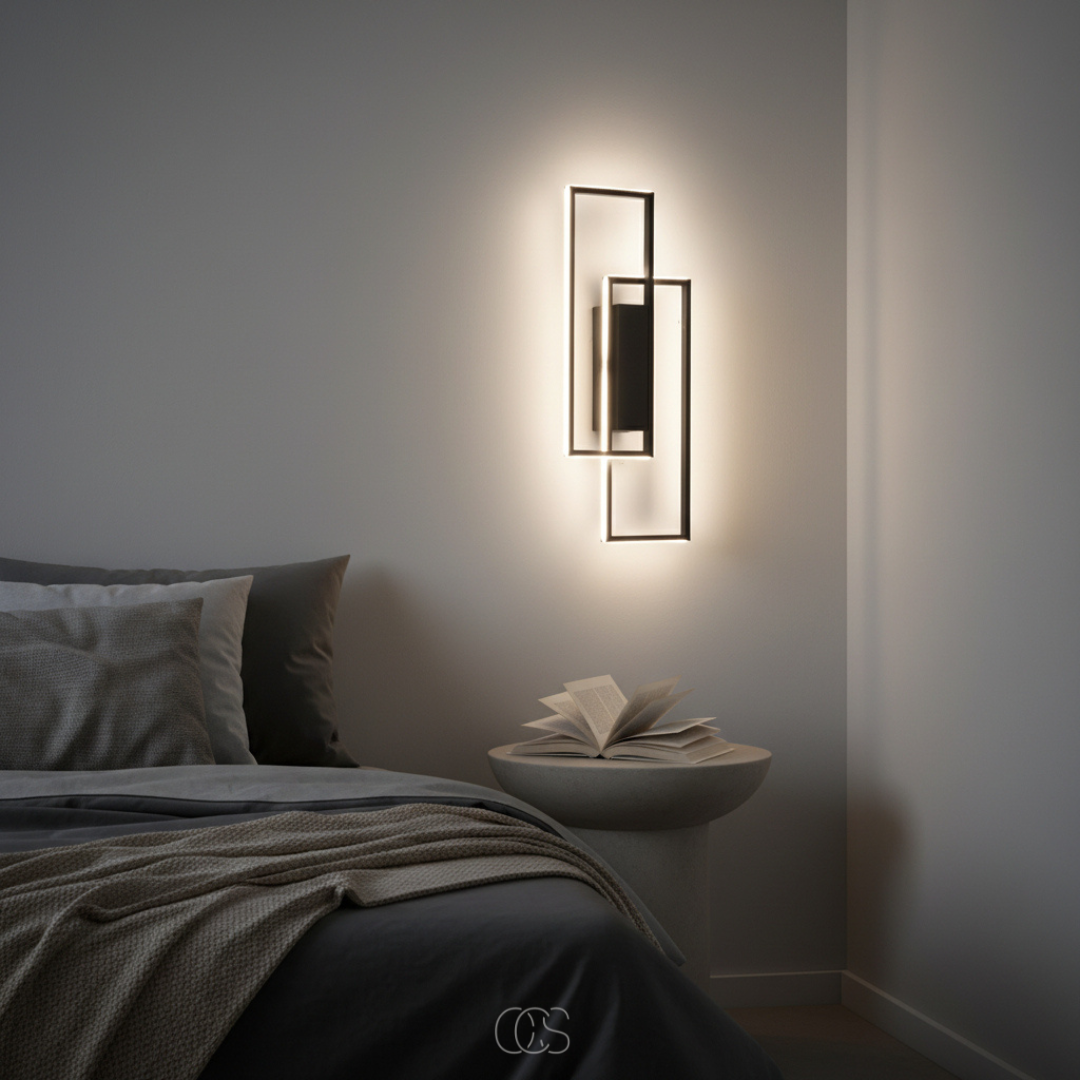 Modern Geometric Wall Light | Adjustable LED Colors for Serene Ambiance