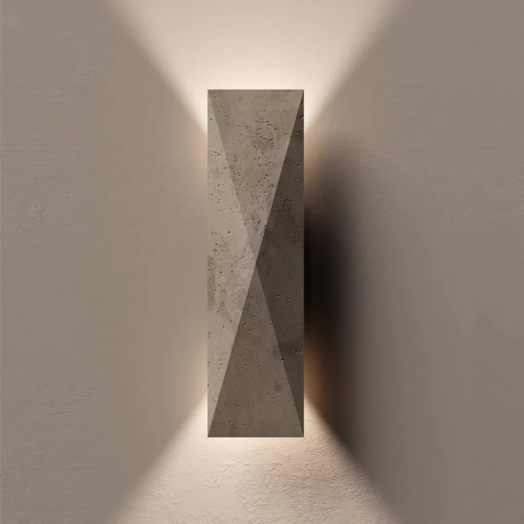 Pallas Wren Outdoor Travertine Sconce - Exterior wall | Lucera Lighting
