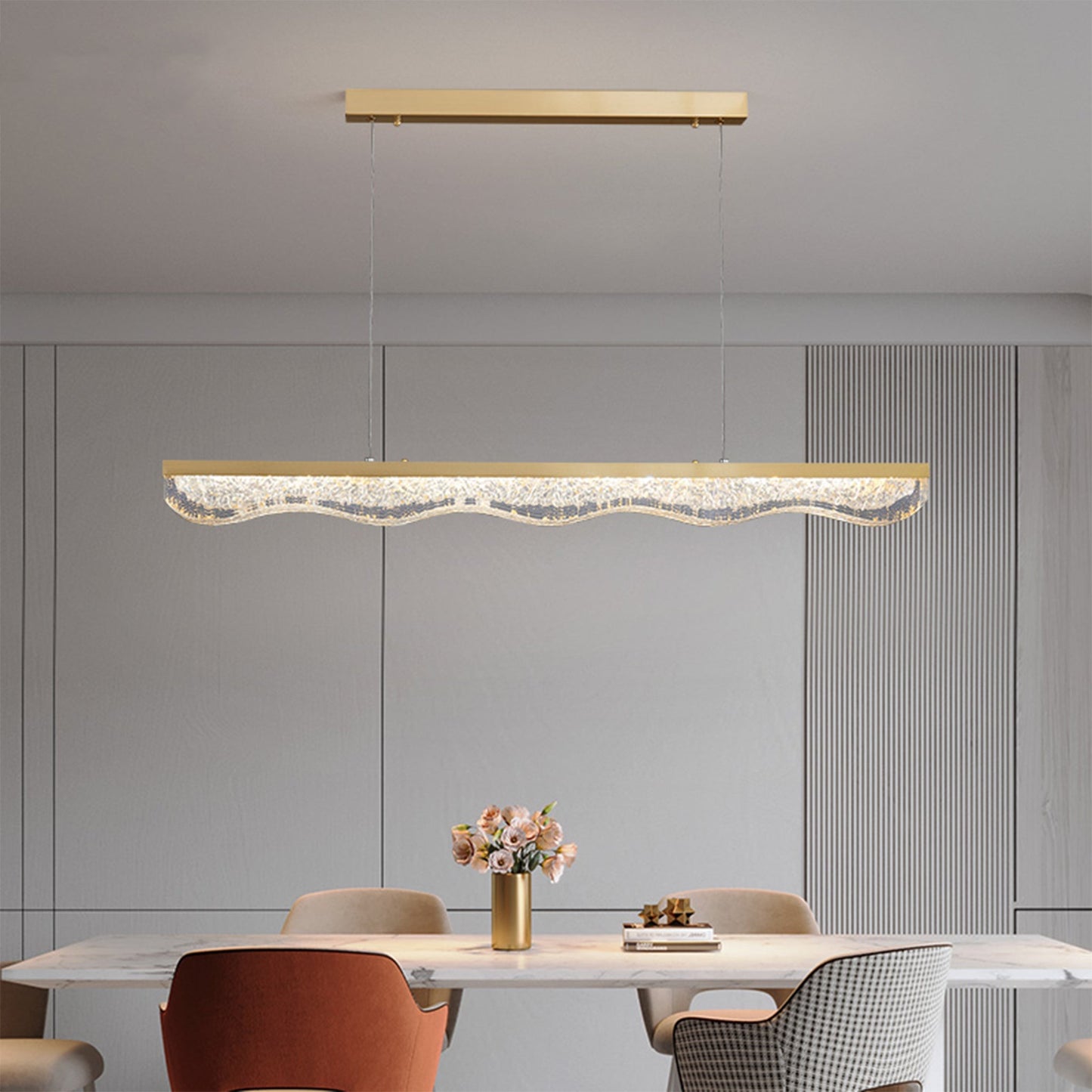 Malachite Rectangle Gold Chandelier - Pendant Lights | Lucera Lighting