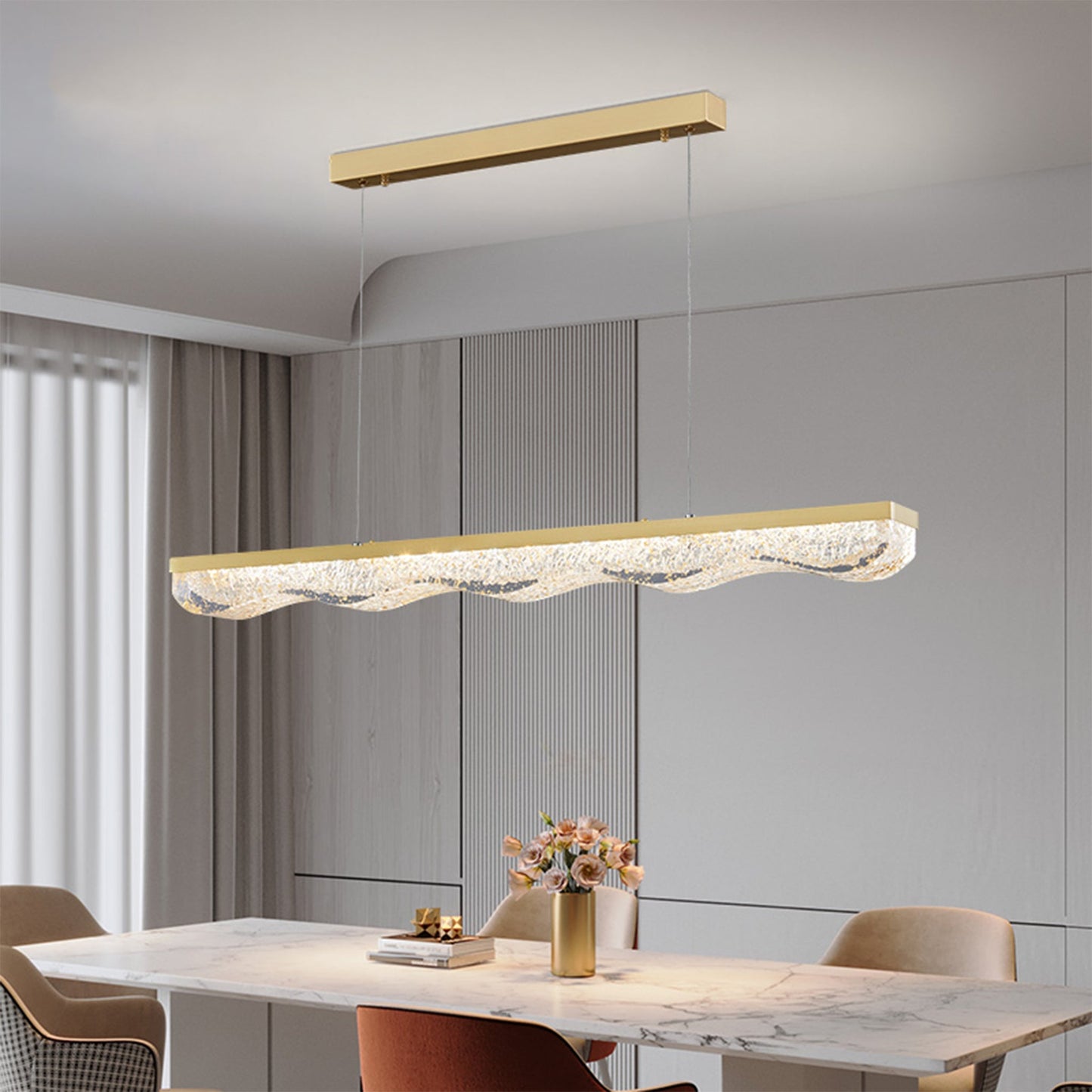 Malachite Rectangle Gold Chandelier - Pendant Lights | Lucera Lighting