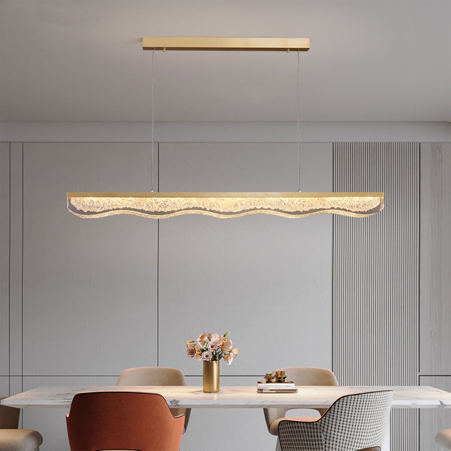 Malachite Rectangle Gold Chandelier - Pendant Lights | Lucera Lighting