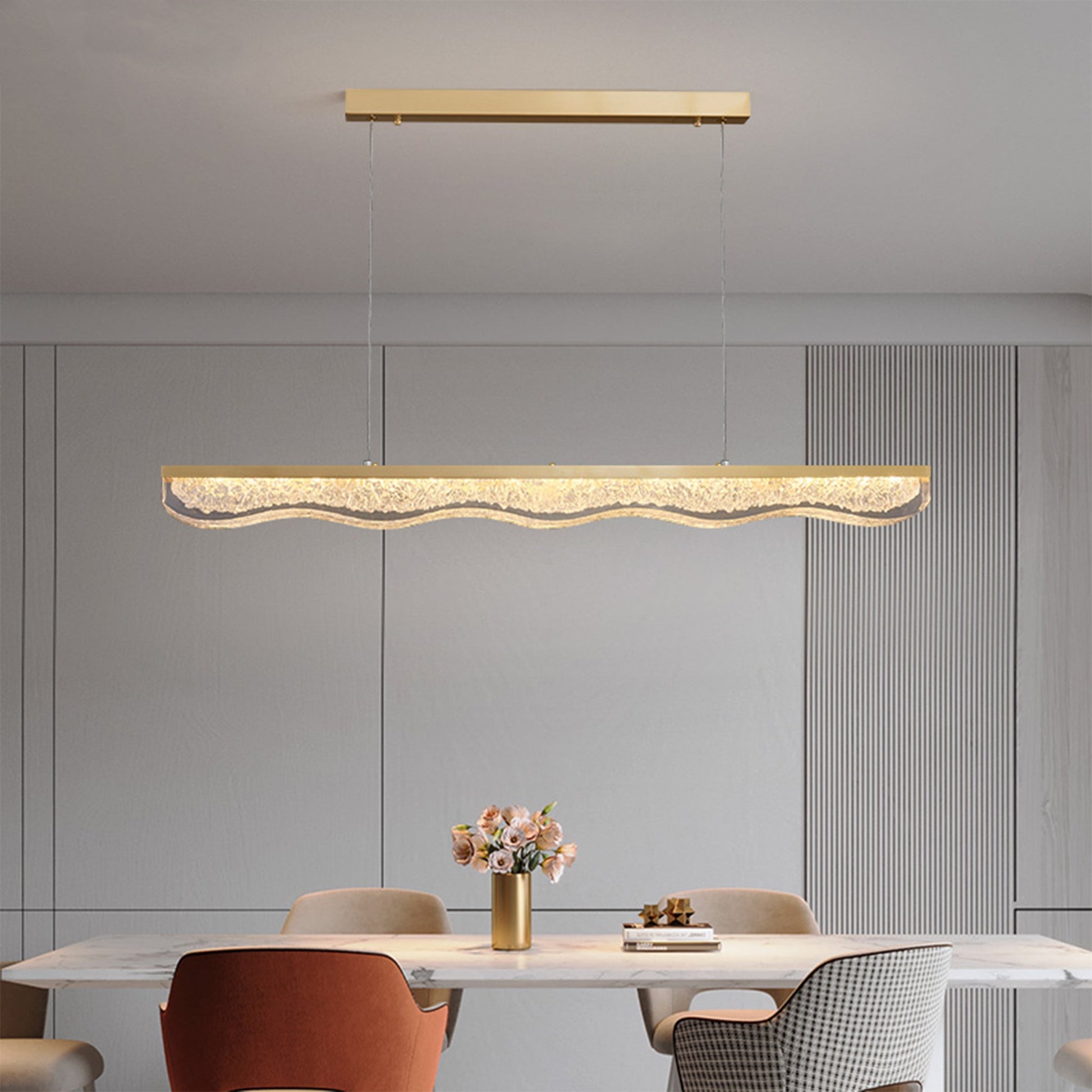 Malachite Rectangle Gold Chandelier - Pendant Lights | Lucera Lighting