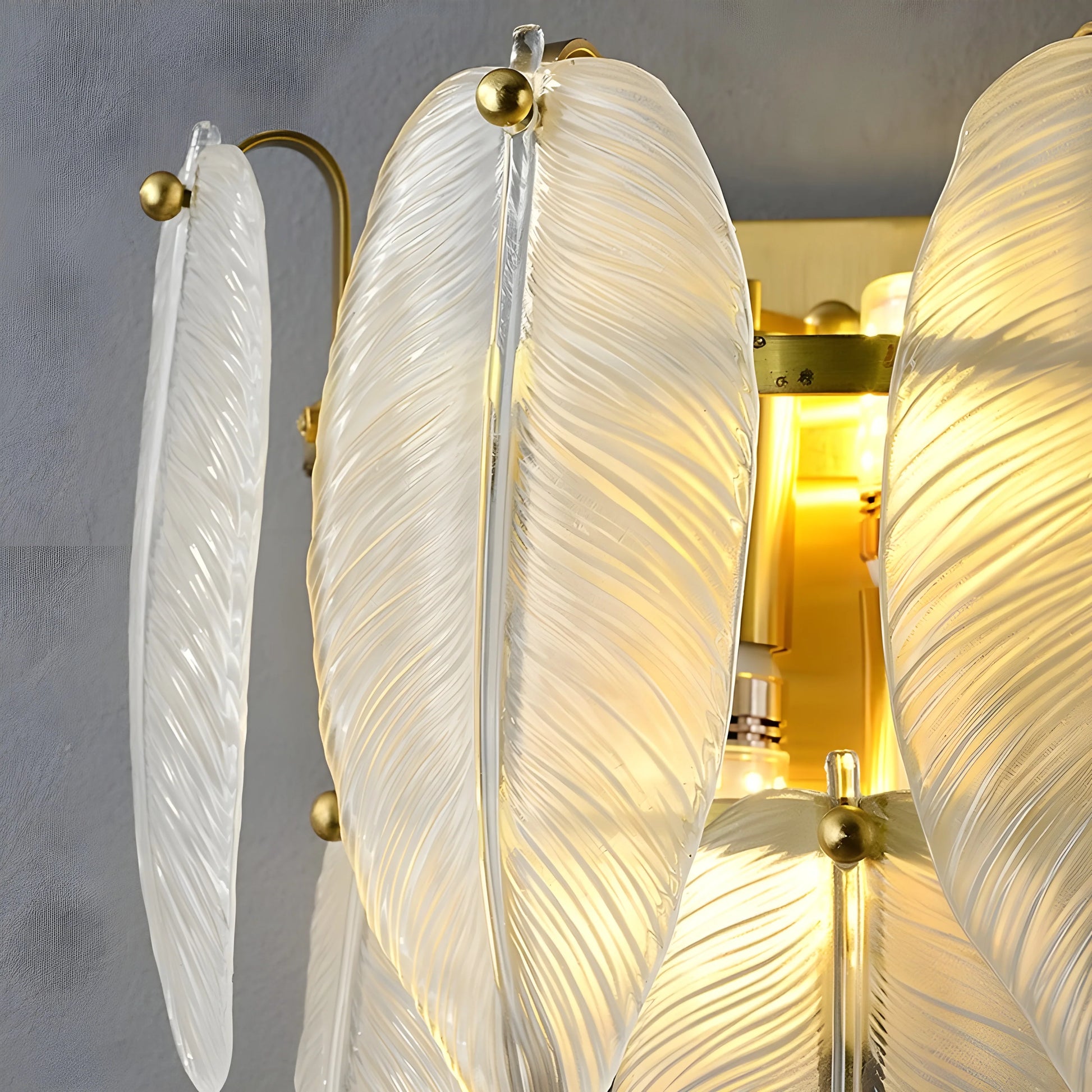 Soli Vintage Brass Chandelier with Frosted Glass Leaves - Wall Lights & Sconces | Lucera Lighting