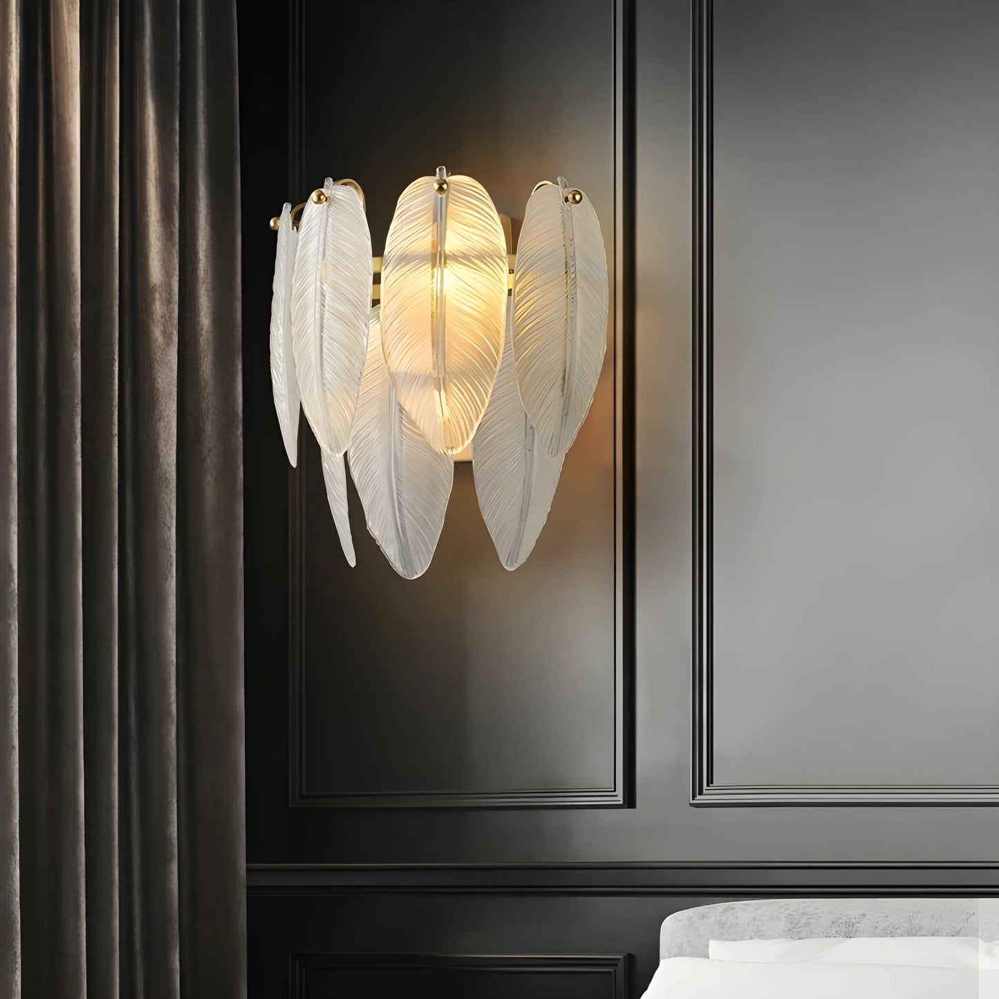 Soli Vintage Brass Chandelier with Frosted Glass Leaves - Wall Lights & Sconces | Lucera Lighting