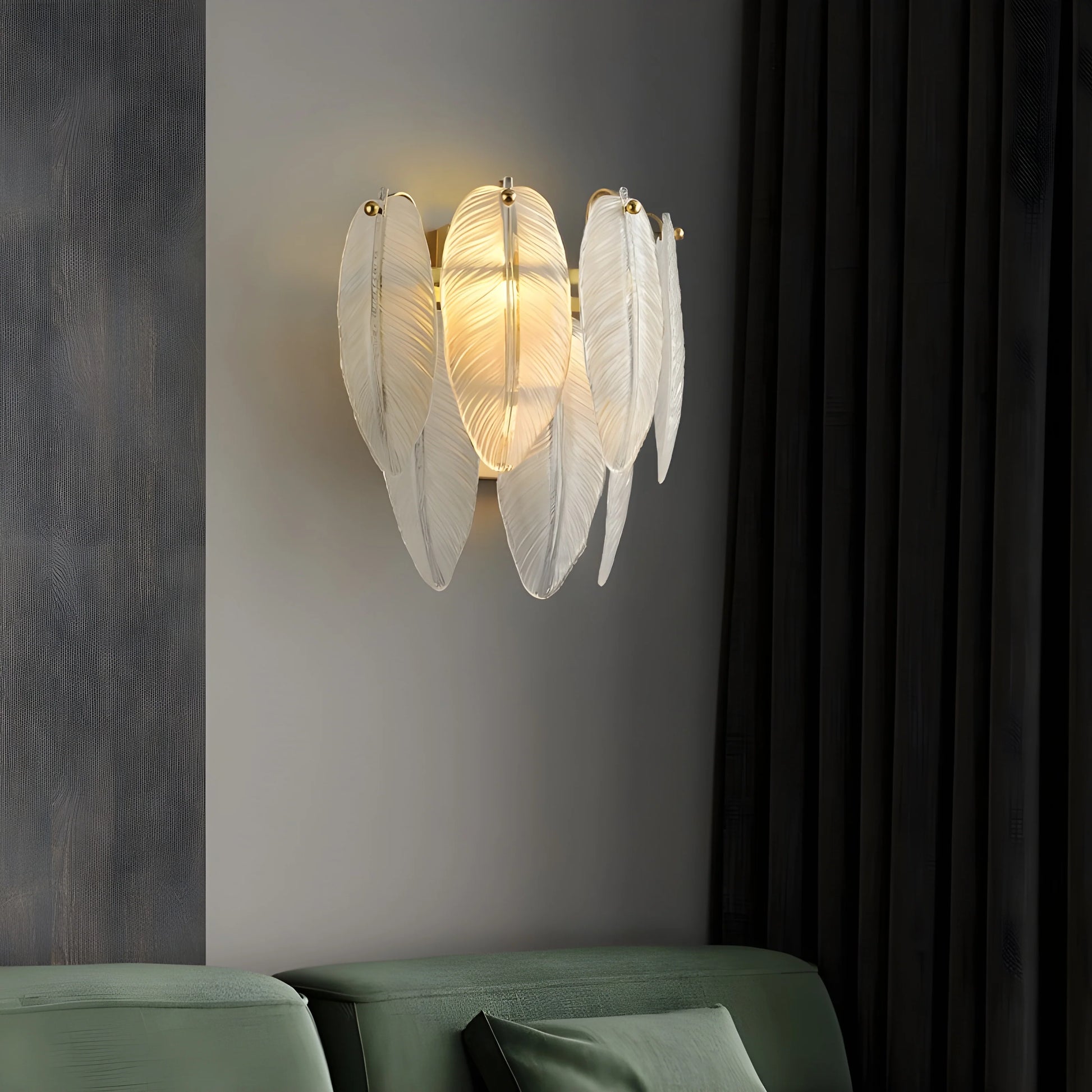 Soli Vintage Brass Chandelier with Frosted Glass Leaves - Wall Lights & Sconces | Lucera Lighting