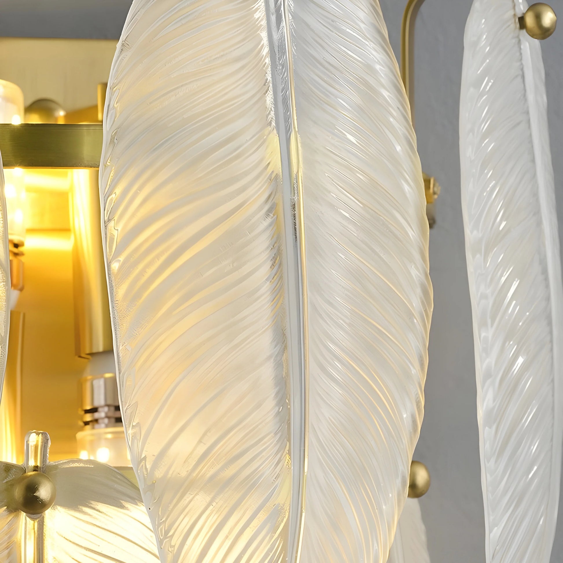 Soli Vintage Brass Chandelier with Frosted Glass Leaves - Wall Lights & Sconces | Lucera Lighting